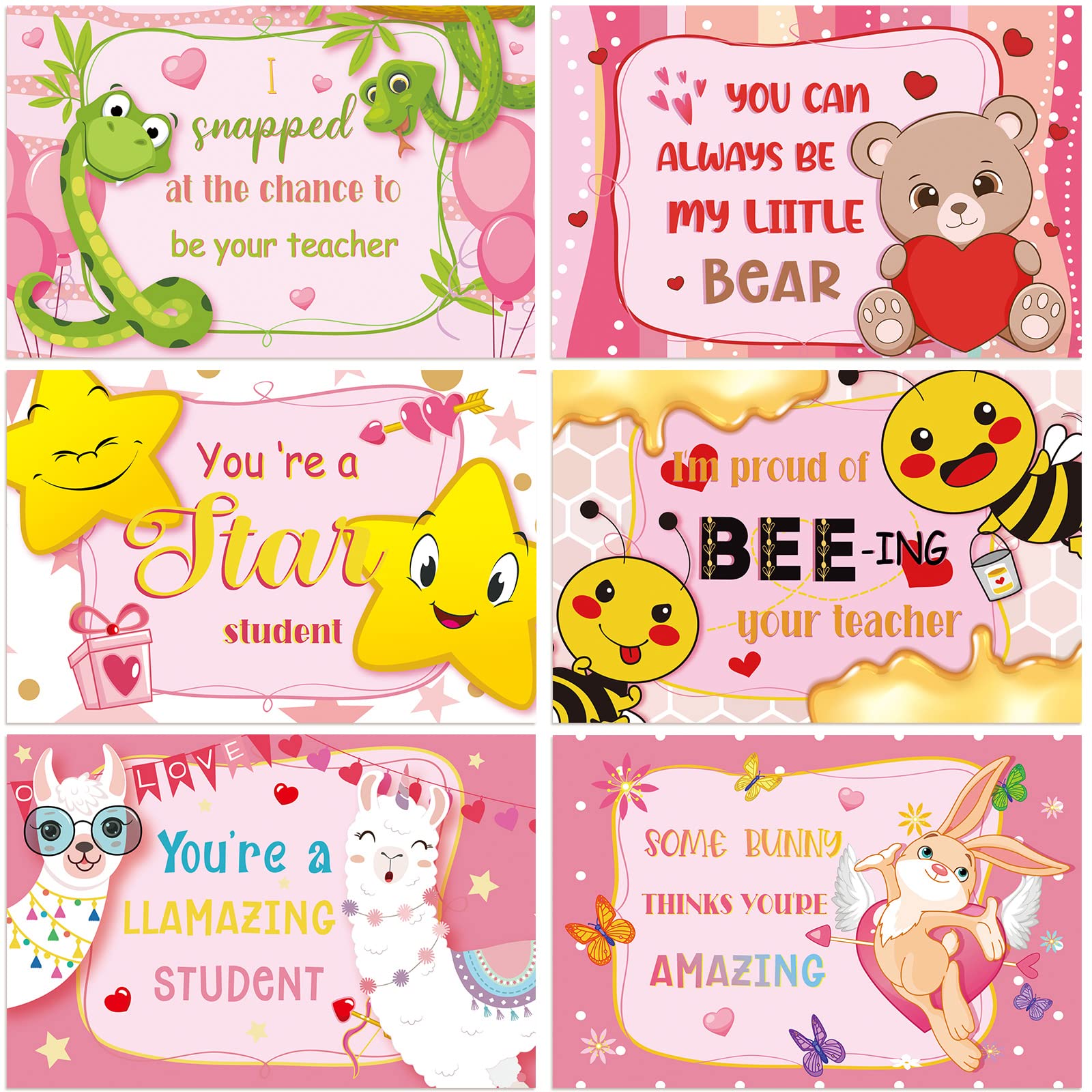 72pcs Teacher Valentine Cards for Students - 4x6 Inch Fill-in Notecards - Classroom Gifts & Appreciation
