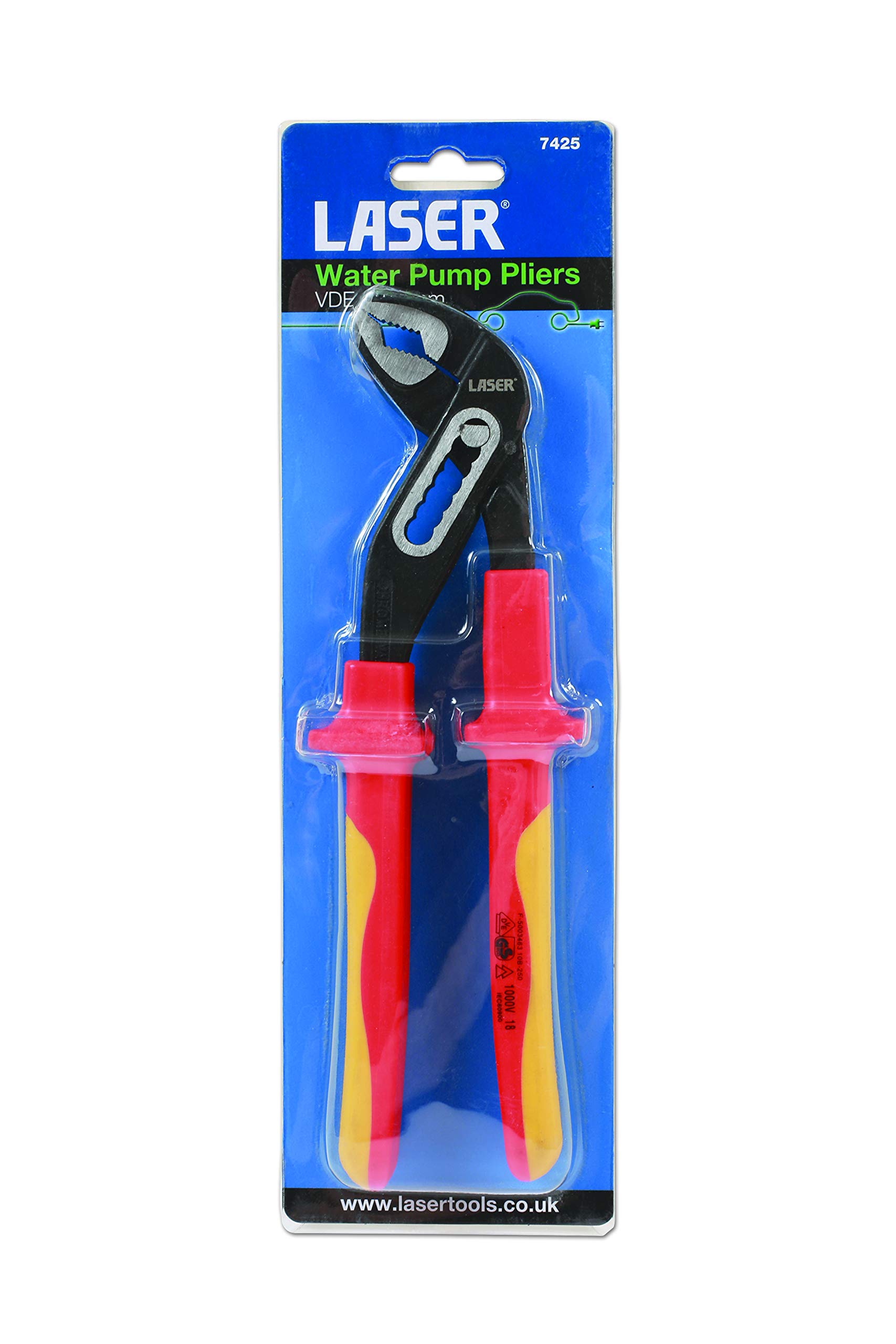 Laser 7425 VDE Insulated Water Pump Pliers 240mm (9.45 Inch) - Professional Plumbing Tool for Pipe Fitting, HVAC & Electrical Work
