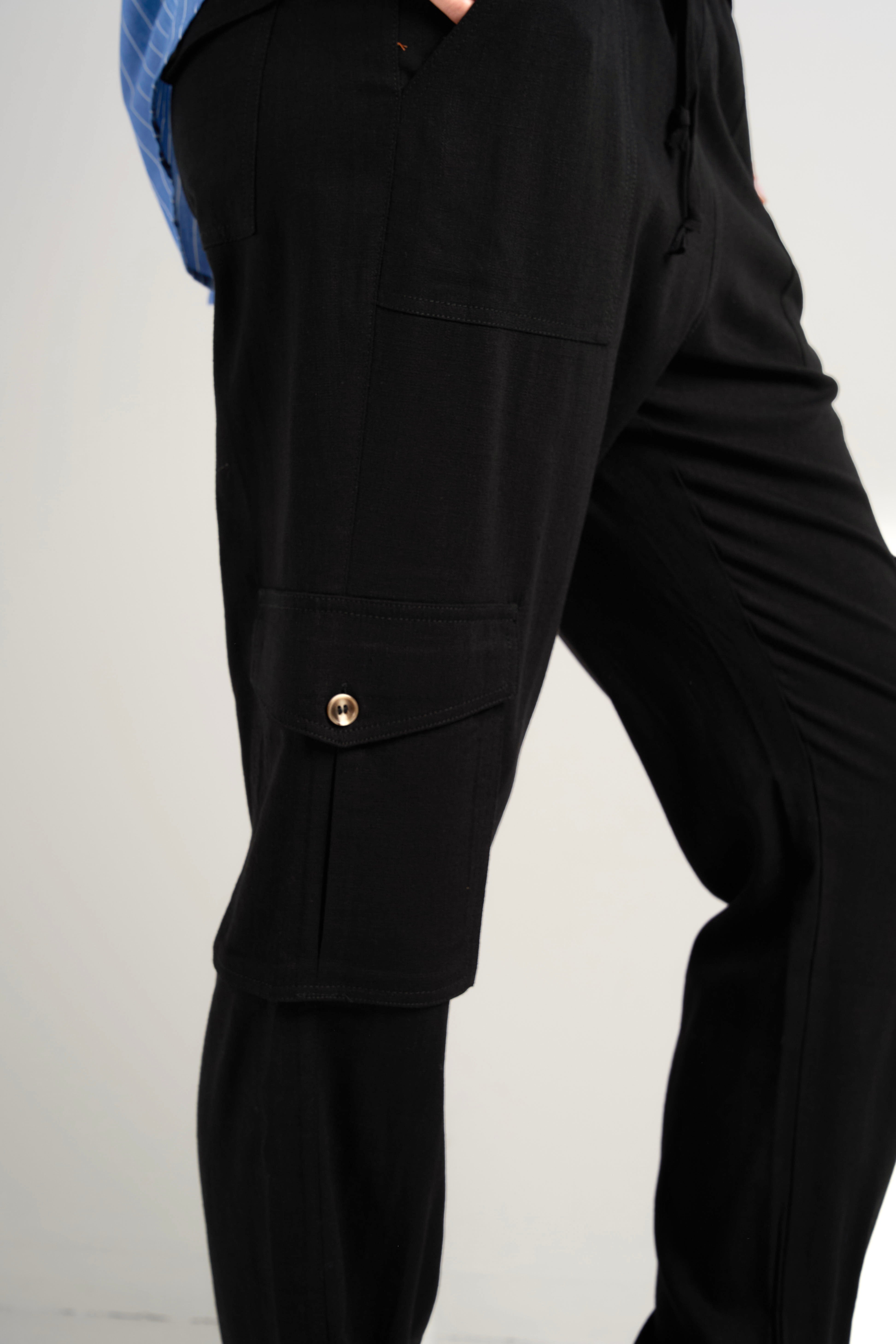 Stylish Black Linen Viscose Jogger Pants for Women - Comfortable Lounge & Casual Wear for Home, Travel and Everyday Outfits