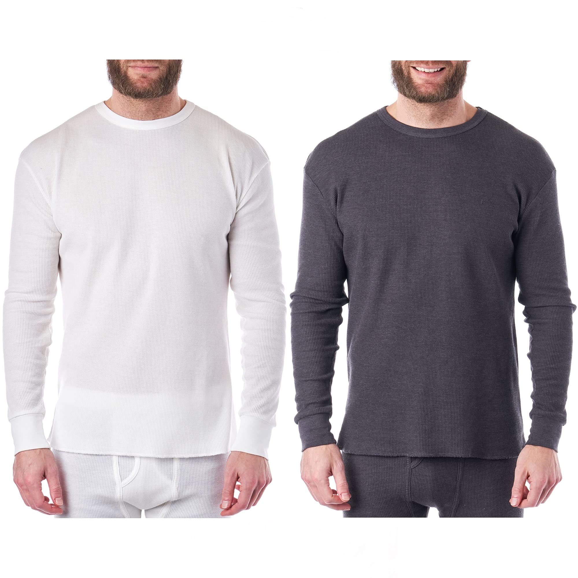 Alpine Swiss Men's Thermal Long Sleeve Crew Neck Shirt - Waffle Knit Henley Base Layer for Cold Weather - Perfect for Winter Outdoor Activities, Hiking & Layering