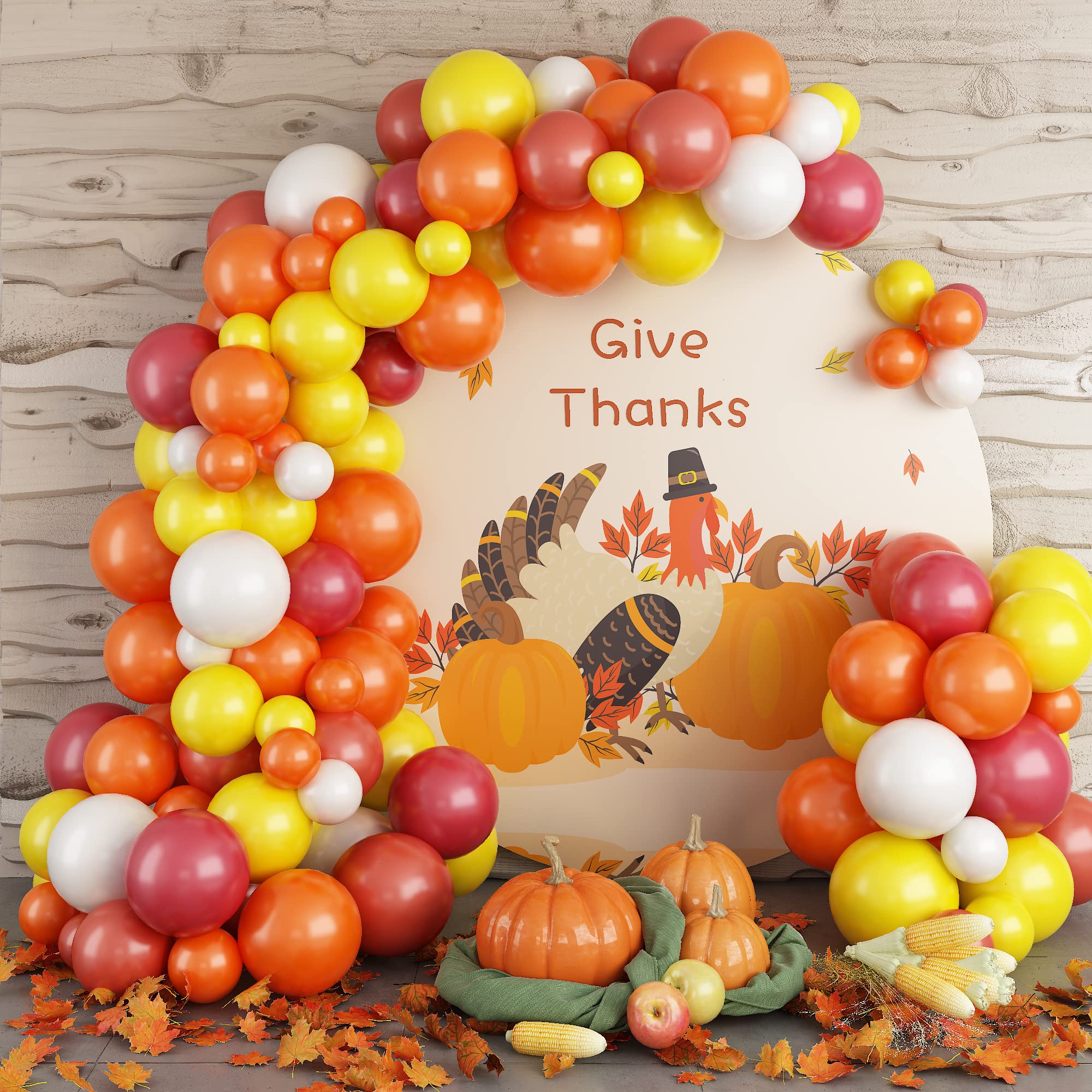 103PCS Thanksgiving Balloons Arch Garland Kit - Orange Yellow Burgundy Brown White Balloon Decor for Fall, Autumn Harvest, Birthday Party & Baby Shower | Perfect for Thanksgiving Decorations, Seasonal Celebrations & Home Decoration