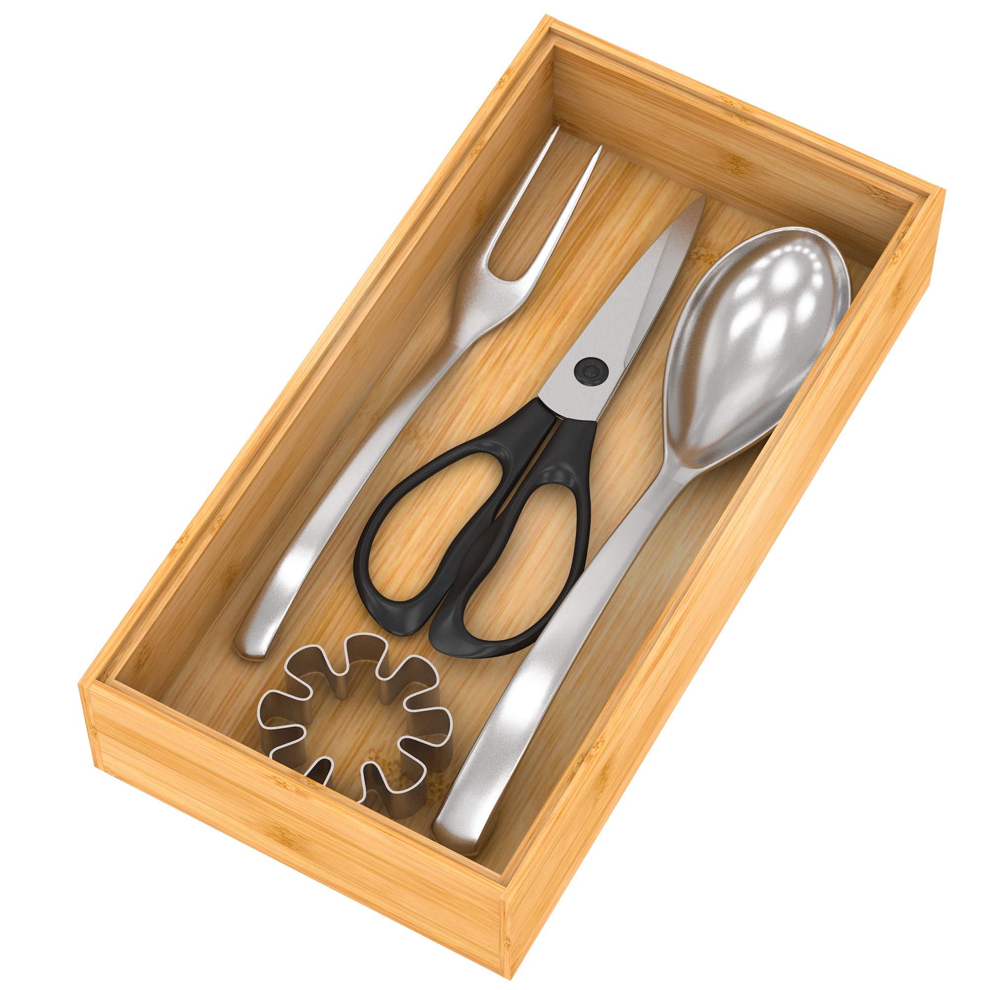 Multi-Purpose Wooden Drawer Organizer - Kitchen Utensil Holder & Bathroom Countertop Caddy (12