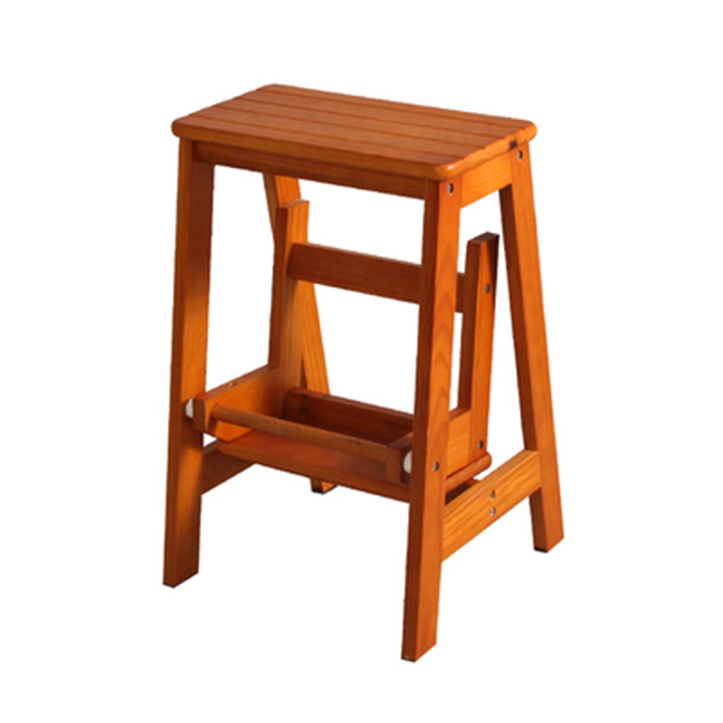 2-Step Wooden Folding Step Stool - Portable Ladder for Kitchen, Library & Office - Multifunctional Foldable Chair - 56cm Height - Perfect for Home, Office & Storage Organization
