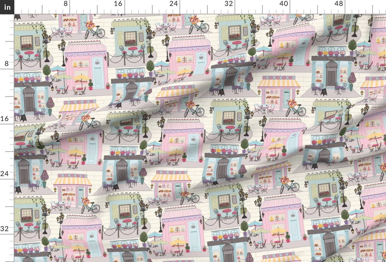 Pretty Pastel Cafes Printed Minky Fabric Fat Quarter - Soft Plush for Sewing Baby Blankets & Quilt Backing - DIY Nursery Decor & Cozy Home Projects