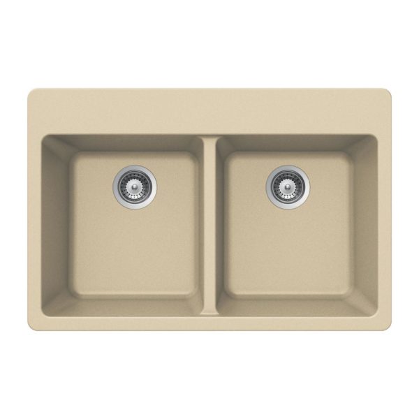 Hamat SIO 3322DT SD 50/50 Double Bowl Granite Composite Kitchen Sink with Sand Finish - Perfect for Modern Kitchens, Restaurant Prep & Heavy-Duty Use