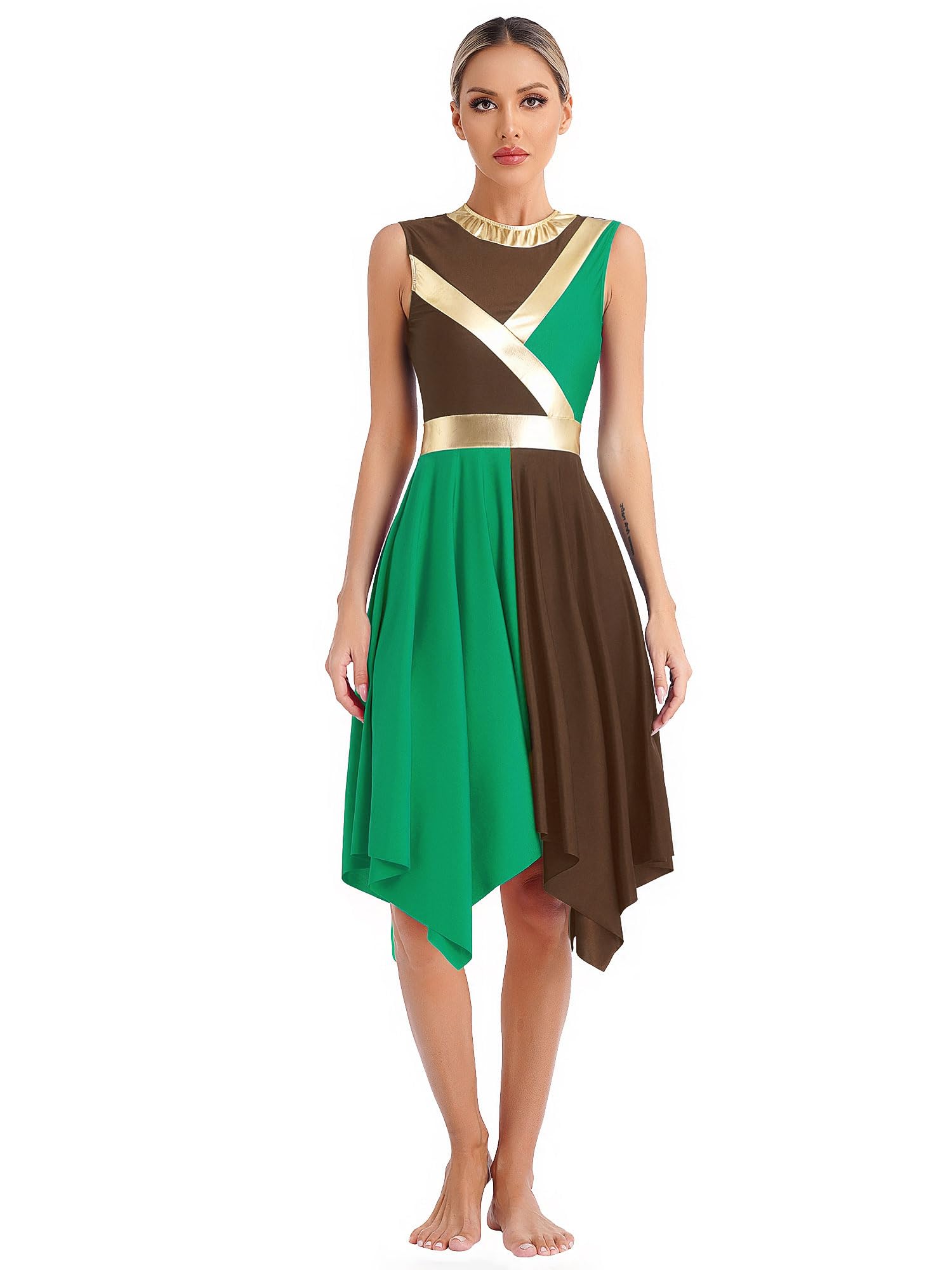 SEO-Optimized Women's Liturgical Sleeveless Praise Dance Tunic with Cut Out Lyrical Worship Overlay for Church Performances and Worship Events