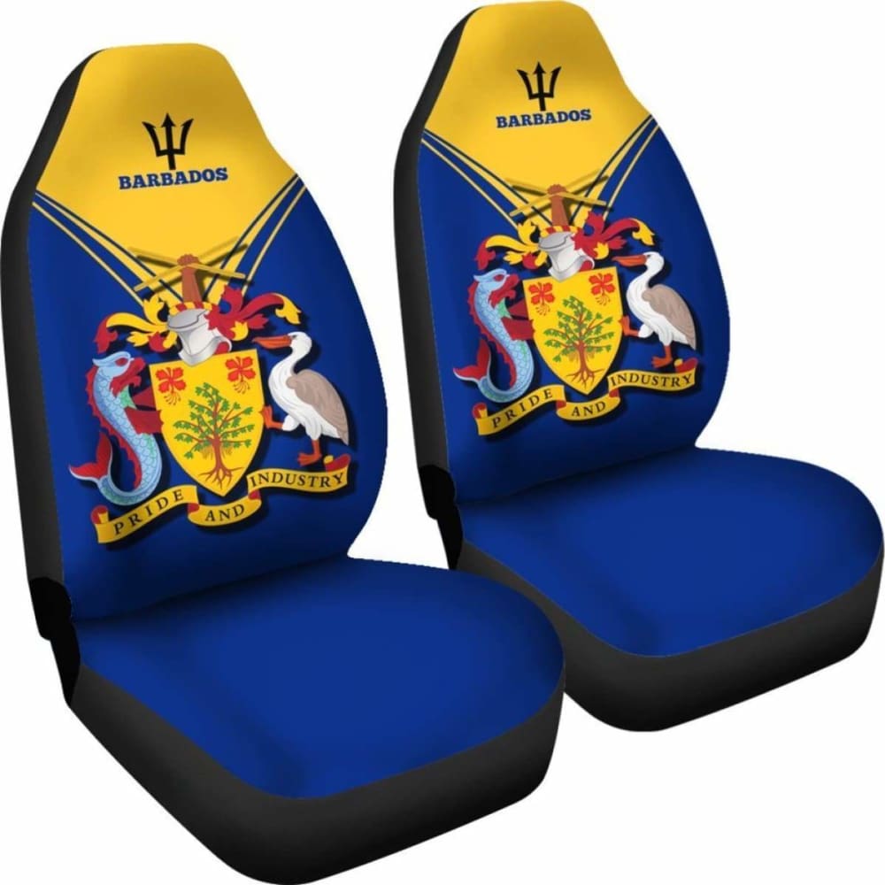 Barbados Car Seat Cover with Coat of Arms & Flag Design - Durable Auto Accessories for Cars, SUVs & Trucks - Perfect for Travel, Road Trips & Protecting Seats