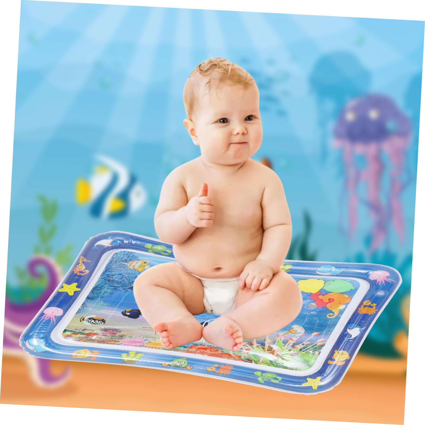 KOMBIUDA Water Cushion Play Mat for Babies - Sensory Water Mat Toy for Toddlers, Blue Plastic Floor Activity Mat - Perfect for Indoor Playtime, Tummy Time & Early Learning Development