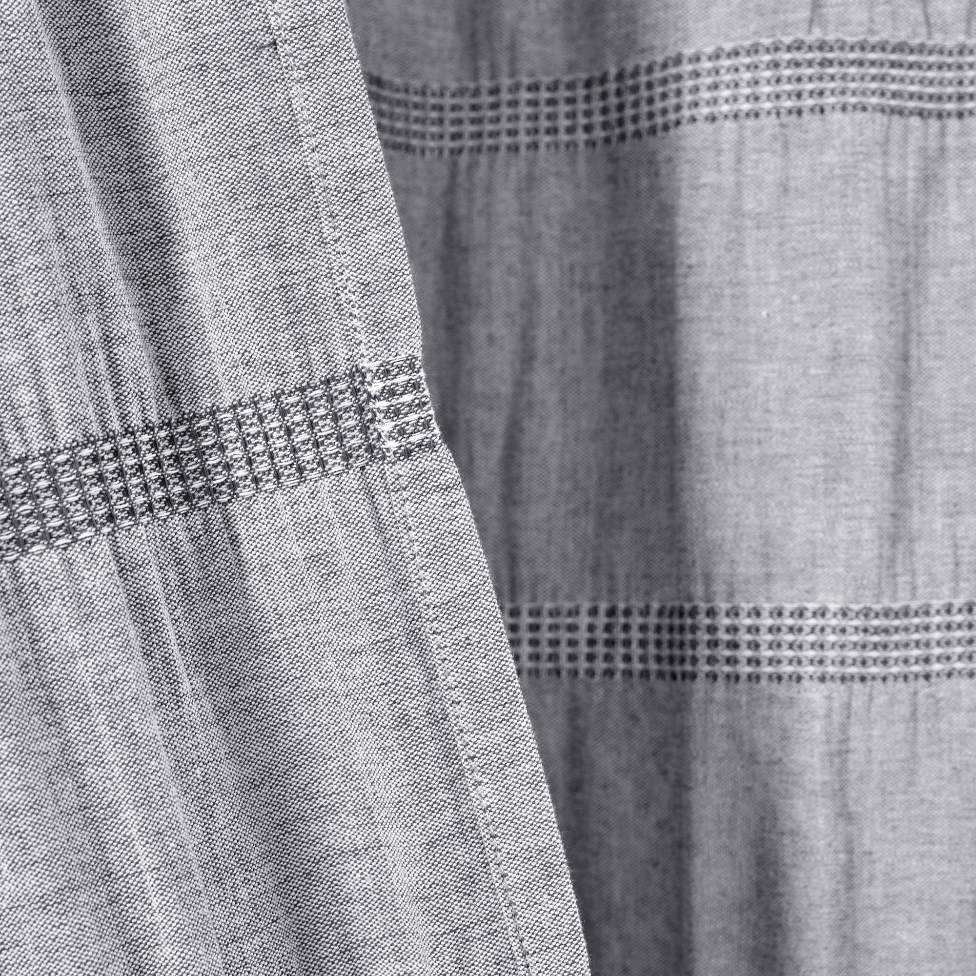 Waffle Stripe Woven Cotton Shower Curtain - Breathable Bathroom Decor for Modern & Farmhouse Style Homes
