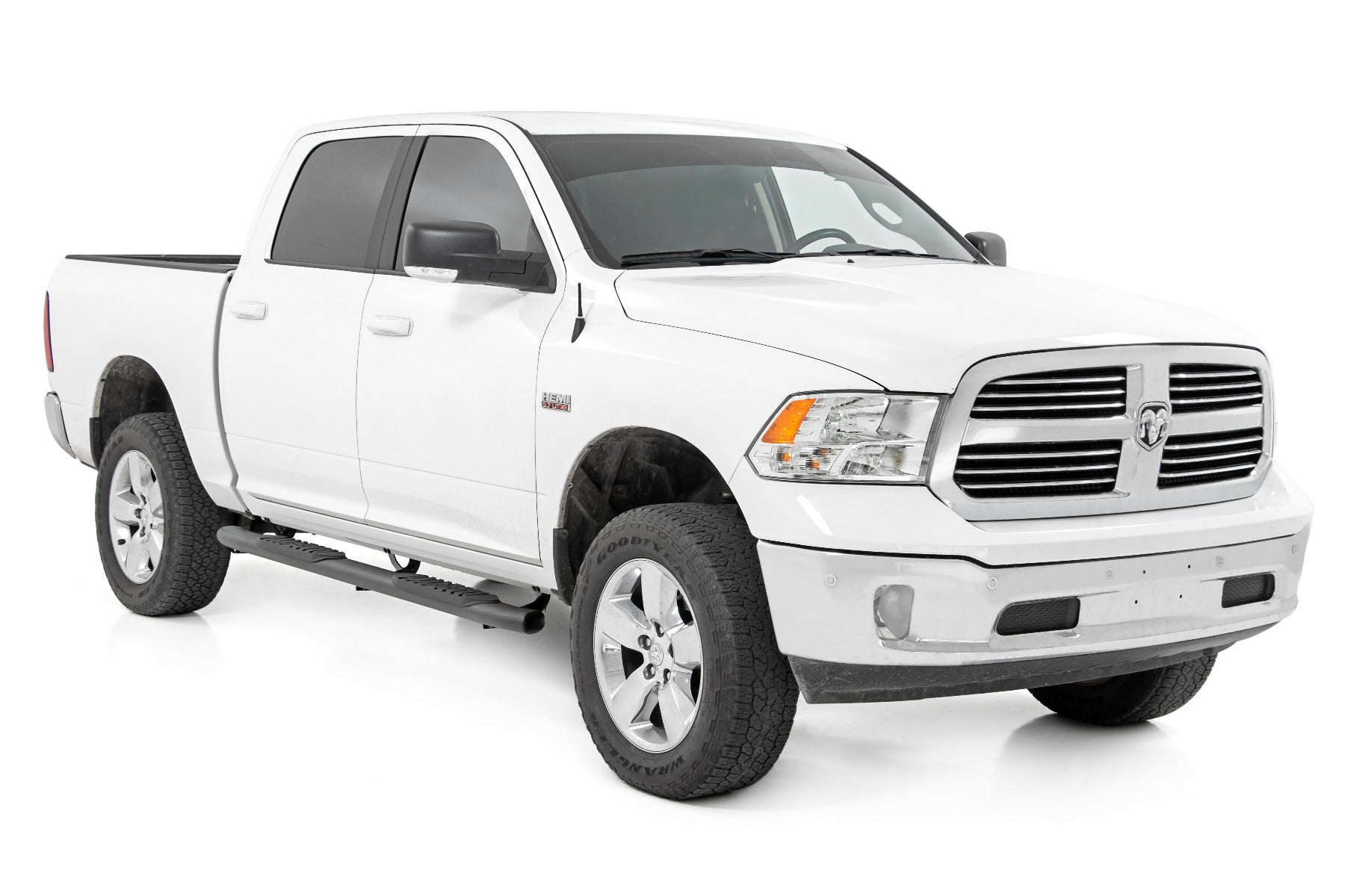 2009-2022 Ram 1500/2500/3500 Black Oval Nerf Step Bars for Crew Cab - Heavy Duty Running Boards for Off-Road & Truck Protection