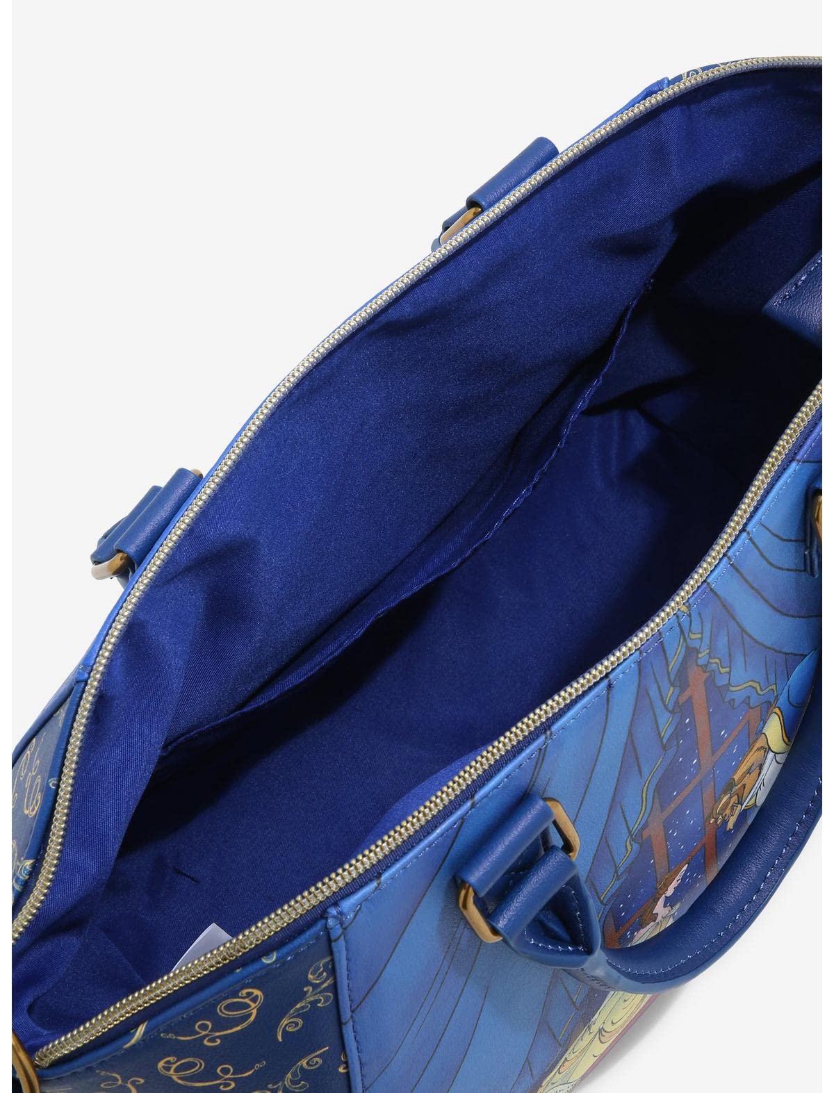 Loungefly Disney Beauty and the Beast Staircase Satchel Bag - Cream Crossbody Purse for Women | Fashion Accessories for Disney Fans, Cosplay, and Theme Park Outfits