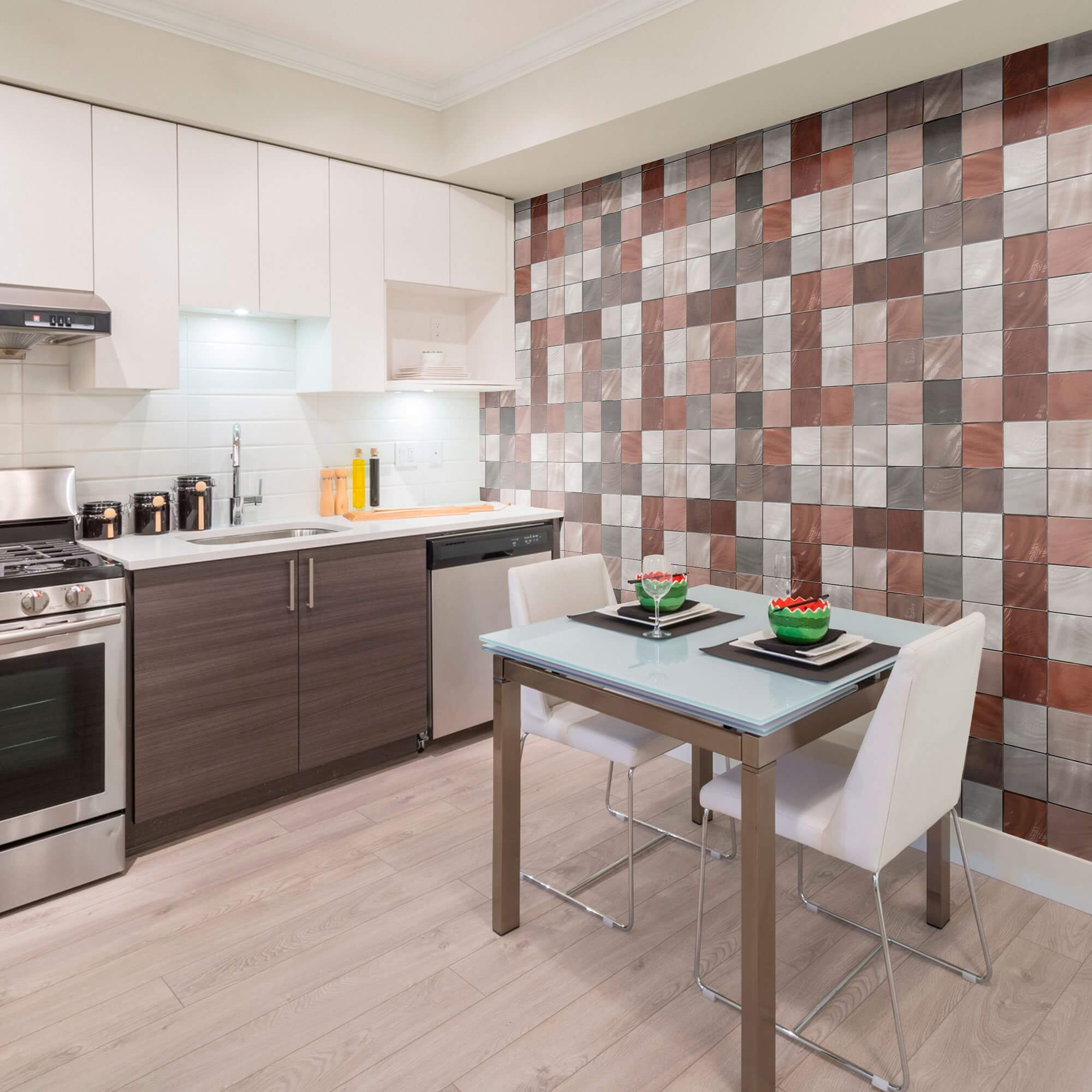 Brown Geometric Tile Adhesive Peel and Stick Removable Wallpaper - Self-Adhesive Wall Decal for Kitchen Backsplash, Bathroom, Bedroom & Office Decor