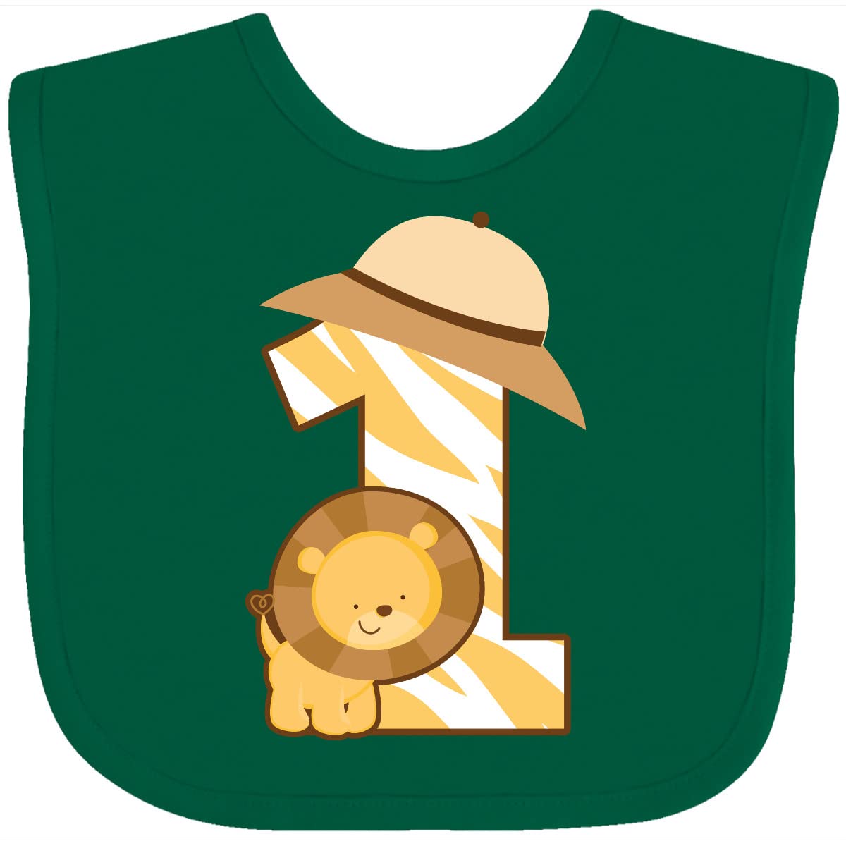 Inktastic Safari 1st Birthday Jungle Animal Bib - Adorable 1 Year Old Baby Feeding Bib for Boys & Girls - Perfect for Birthday Parties, Photo Shoots & Everyday Mealtime Messes