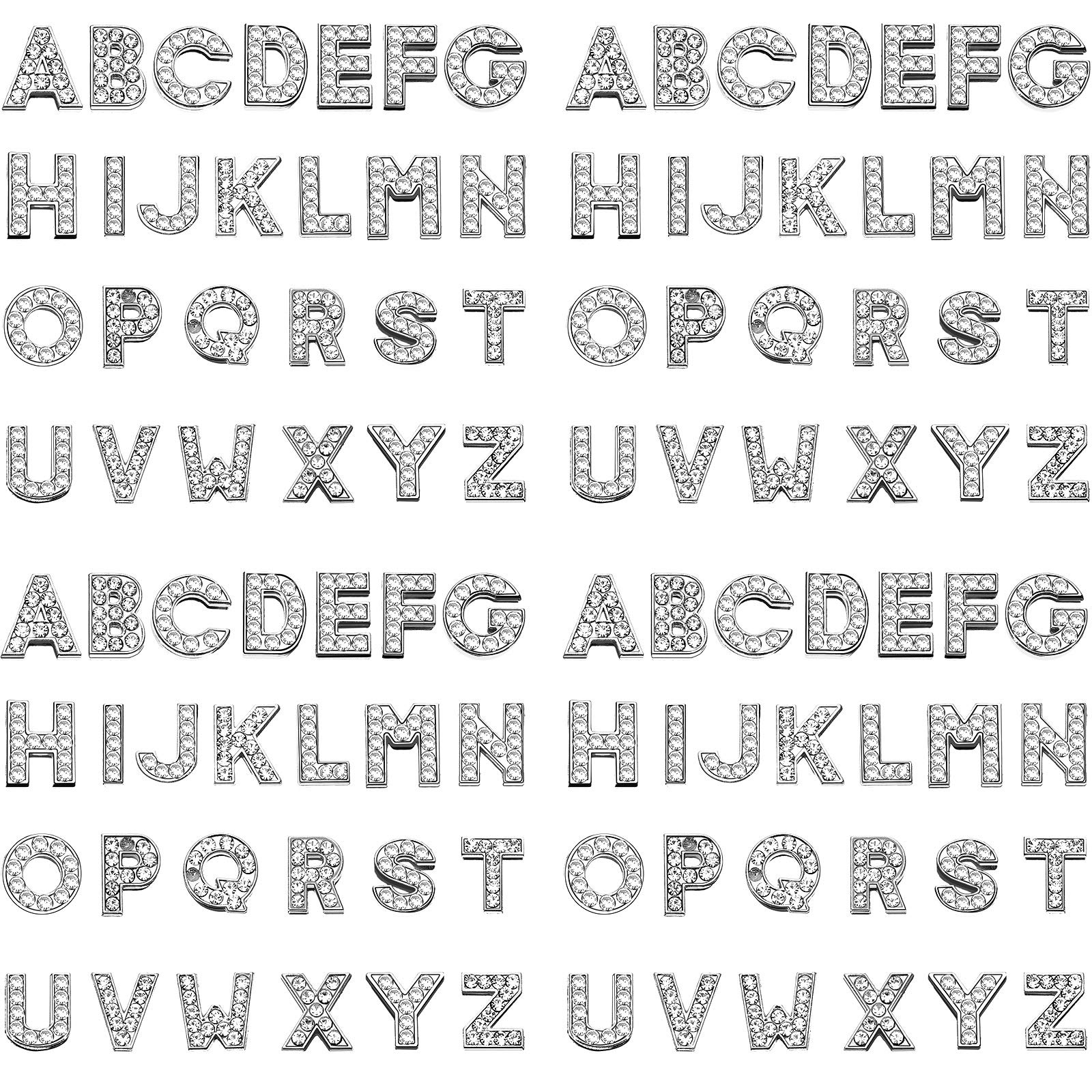 WILLBOND 104 Pcs A-Z 8mm Rhinestone Alphabet Charms - Full Set of Sparkling Letter Sliders for DIY Jewelry Making, Scrapbooking & Craft Projects - Perfect for Bracelets, Necklaces & Keychains