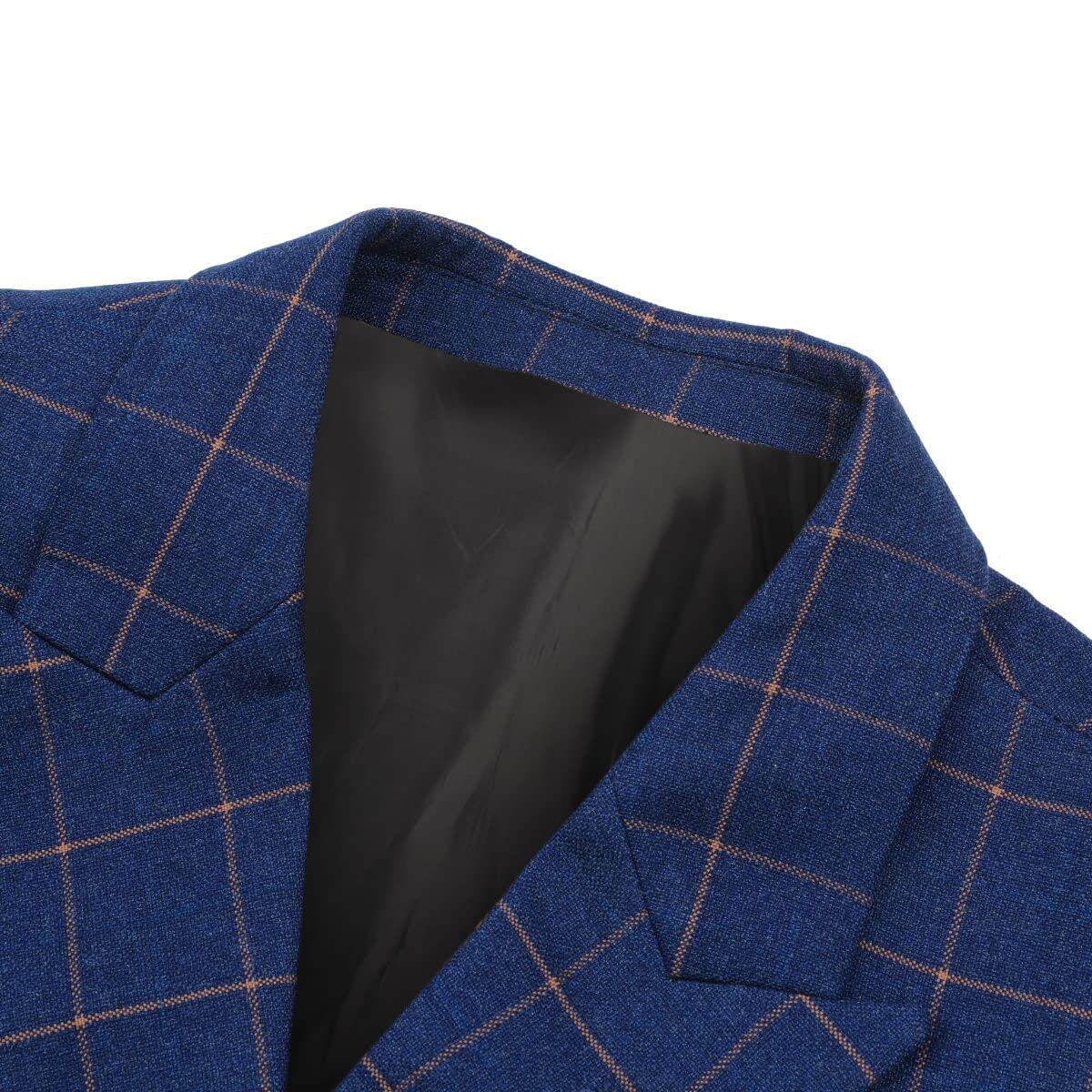 Men's Blue Slim Fit 3-Piece Checked Suit - Double Breasted Vintage Style Business Formal Attire for Weddings, Parties & Office Meetings
