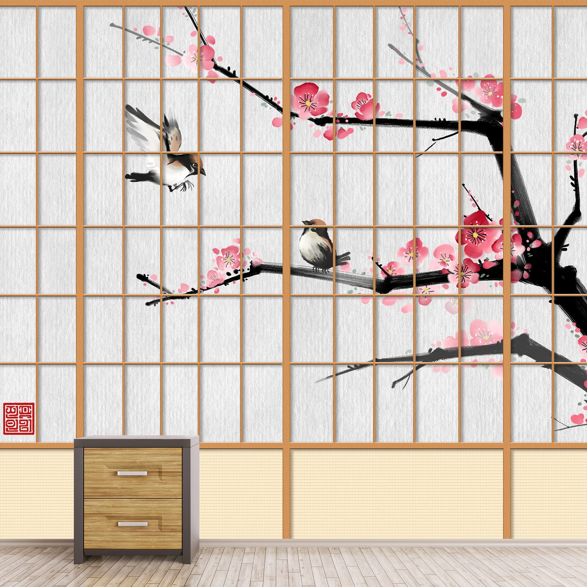 Japanese Grid Window Removable Wallpaper - Peel and Stick Wall Mural for Bedroom (100x144 inches) - Perfect for Home Decor, Nursery, Dorm Room & Office Accent Wall
