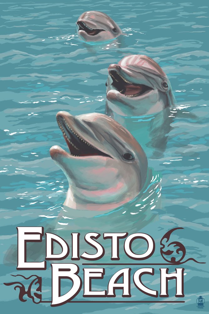 Premium 24x36 Edisto Beach Dolphins Metal Wall Art - High-Quality Aluminum Decor for Coastal & Beach House Themes - Perfect for Living Room, Bedroom, or Office Decor
