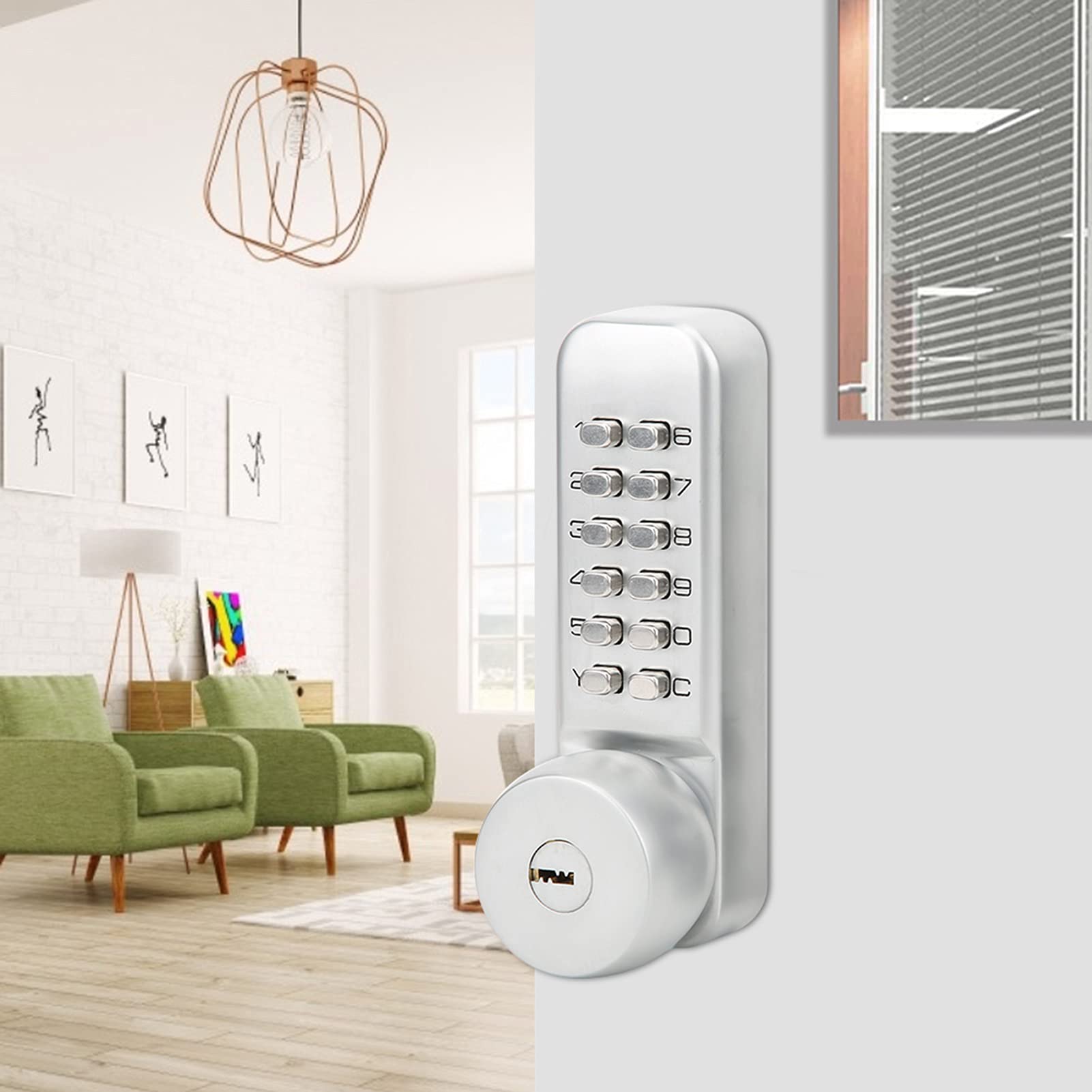 Double Sided Mechanical Door Lock with Keys - Secure Outdoor Password Lock, Easy Installation Deadbolt for Home Security | Front Door, Back Door & Garage Use