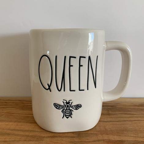 Rae Dunn QUEEN BEE Ceramic Mug - Rare Collectible Coffee Cup for Tea Lovers, Perfect Gift for Bee Enthusiasts & Home Decor