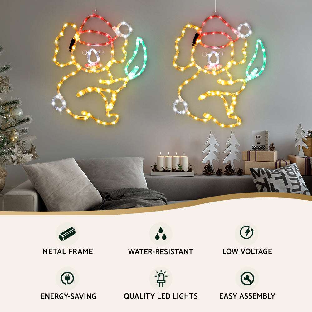 216 LED Christmas Rope Lights - 0.48M Outdoor Holiday Decorations with Jingle Jolly Motif | Perfect for Christmas Tree, House, Yard & Party Decorations