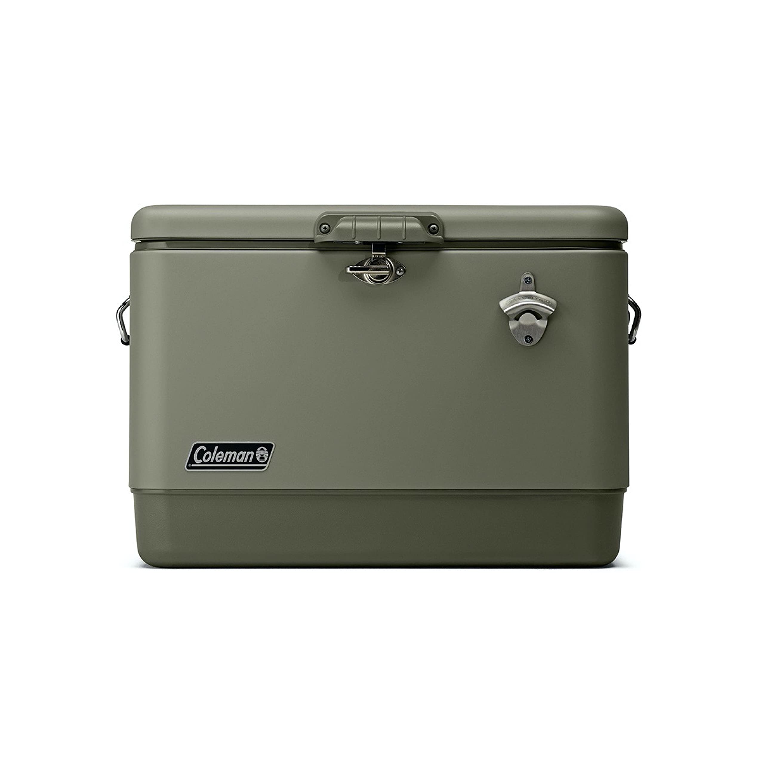 Coleman Reunion Premium Insulated 54-Quart Portable Cooler - Leakproof Steel Belted Design with Heavy-Duty Latch, Comfort Handles & Built-in Drain - Perfect for Camping Trips, Beach Outings, Tailgate Parties, Picnics & Outdoor Adventures | Keeps Drinks Cold for Days