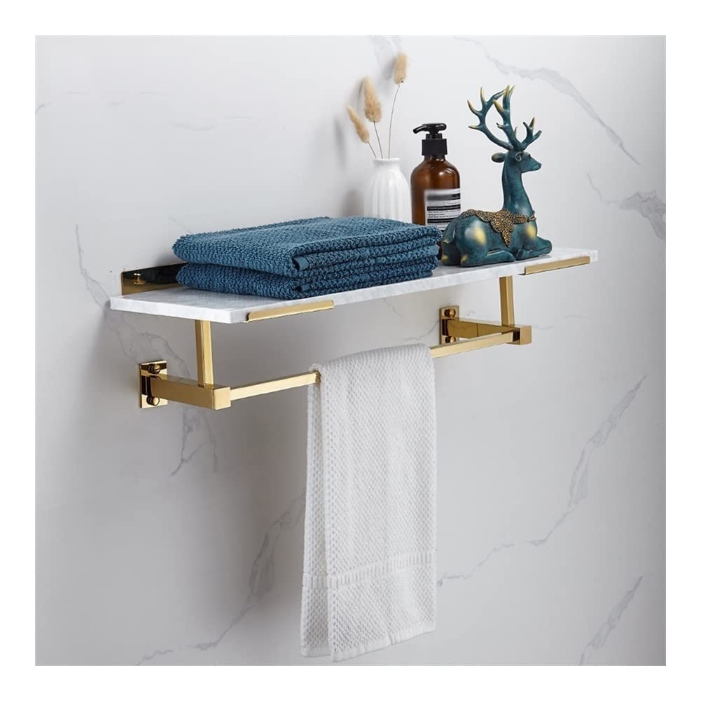 White & Gold 2-Tier Shower Caddy with Towel Rack - Rustproof Bathroom Wall Shelf Organizer for Shampoo, Soap & Towels - Perfect for Small Bathrooms, Apartments & Dorm Showers