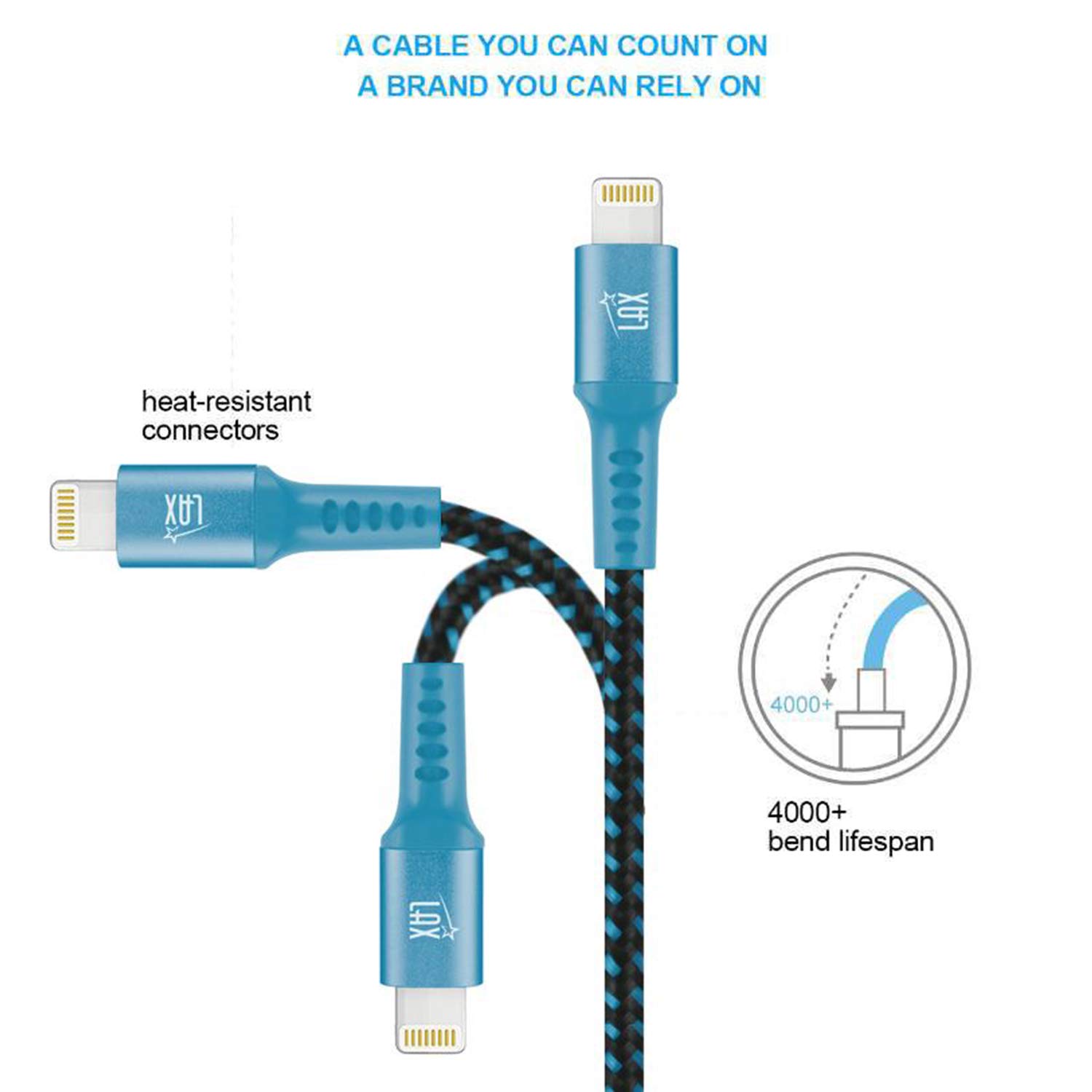 MFi Certified iPhone Charger Cable - Durable Braided Lightning to USB Cable for iPhone 14/13/12/11/XS/XR/X/8/7, iPad & iPod - Fast Charging & Data Sync - Perfect for Home, Office & Travel