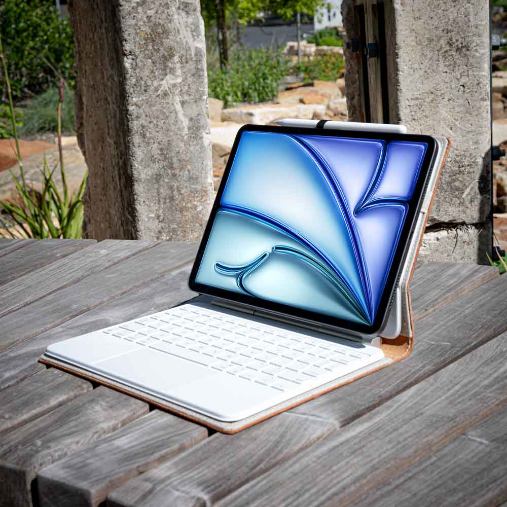 Premium English Bridle Leather Magic Keyboard Case for iPad Pro/Air - Slim Protective Cover with Wireless Charging | Perfect for Office, Travel & Home Use
