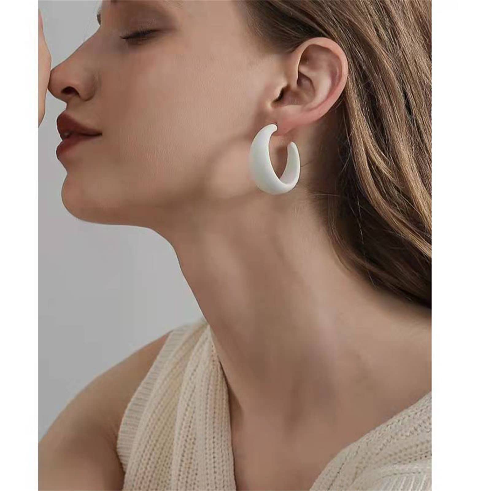 WCRAZYE Colorful Acrylic Chunky Hoop Earrings for Women - Lightweight Geometric Statement Jewelry | Retro Neon Earrings for Party, Festival & Everyday Wear