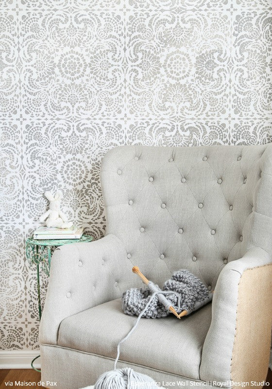 Esperanza Lace Tile Stencil - DIY Ceramic & Mosaic Tile Decoration Kit for Home Renovation - Perfect for Bathroom, Kitchen Backsplash, and Floor Tile Designs