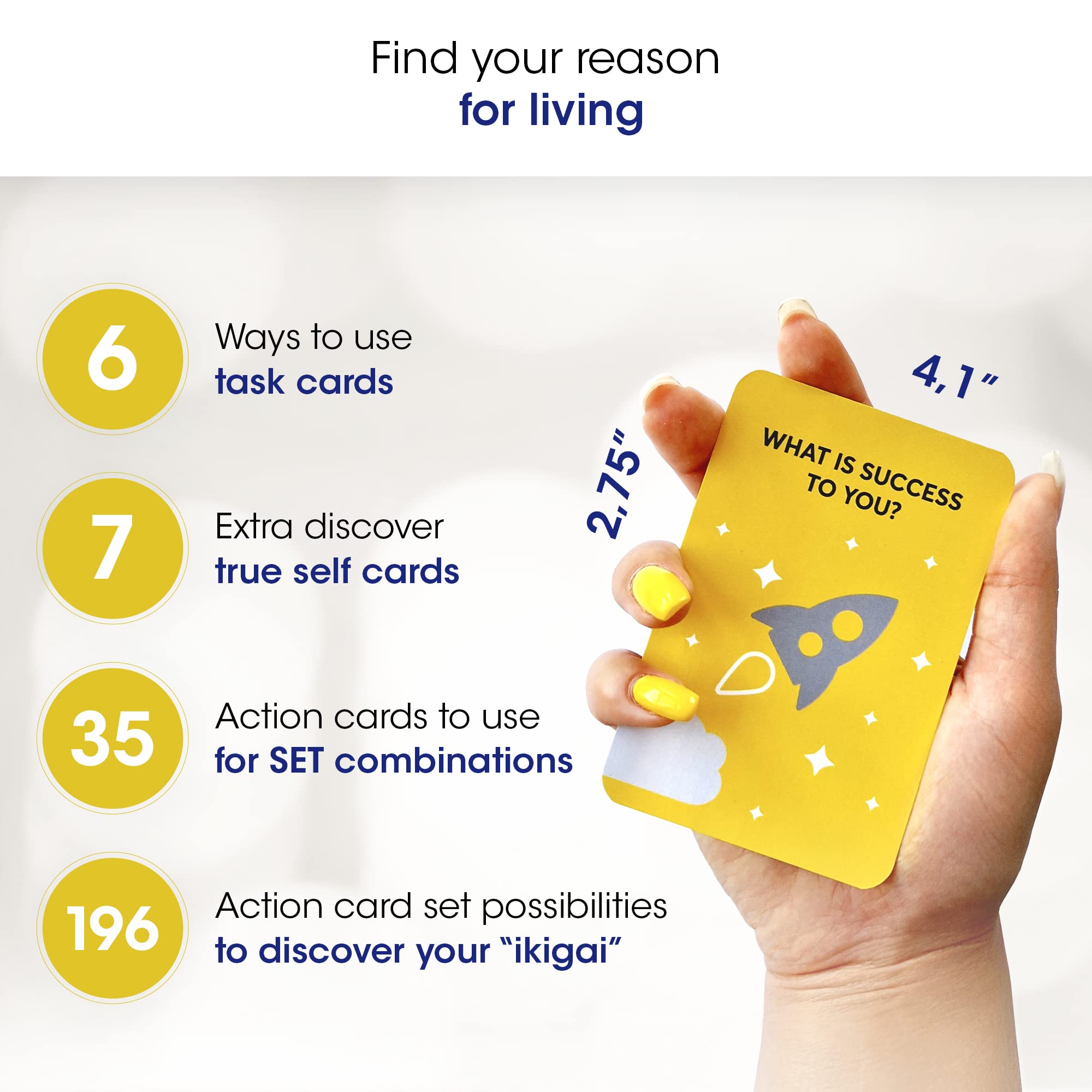 IKIGAI Self Discovery Cards - 35 Mindfulness Cards for Stress Relief, Personal Growth & Daily Inspiration - Japanese Culture Inspired Self Help Journal for Women and Men - Perfect for Meditation, Therapy & Gift Giving