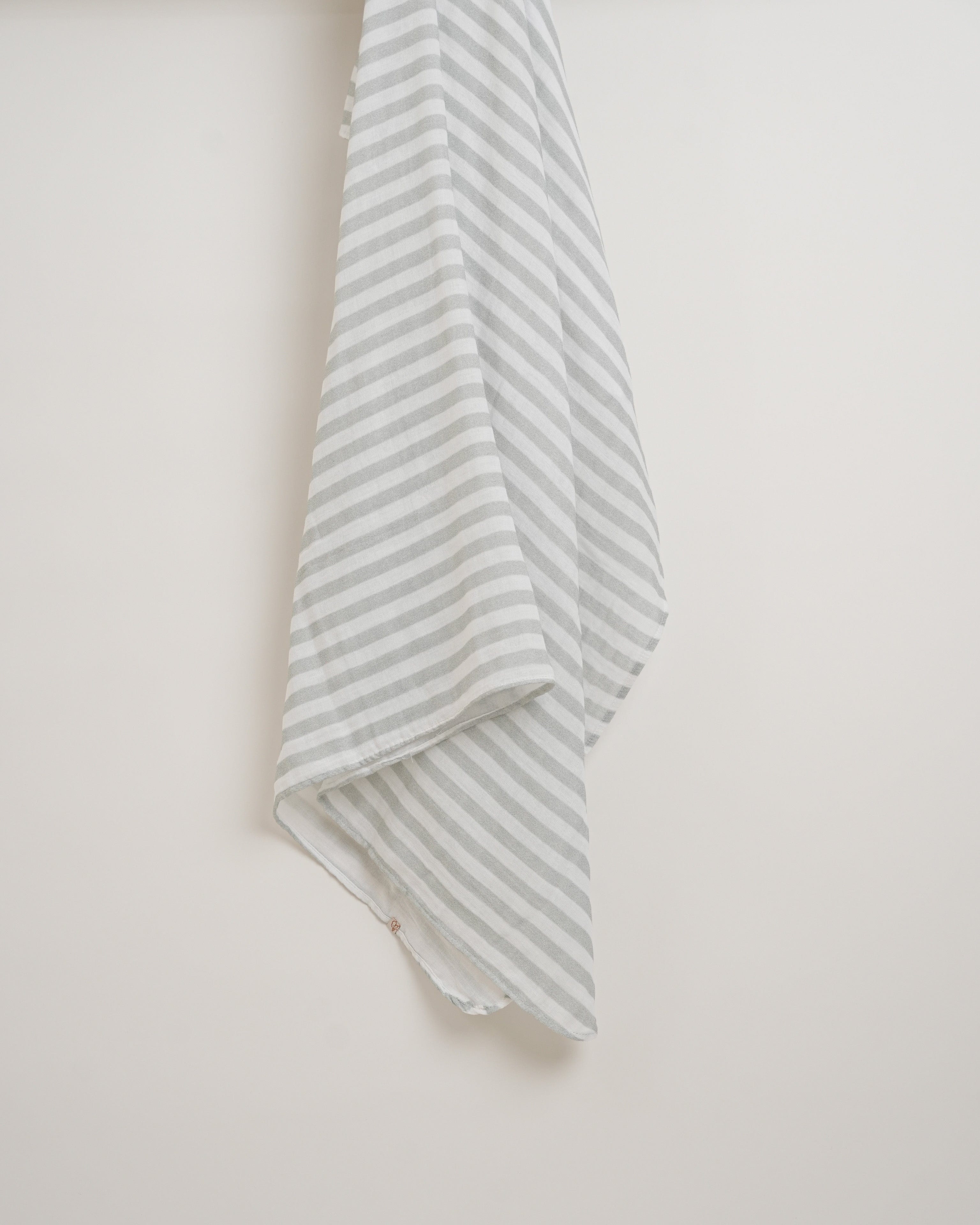 Soft Grey Striped Organic Muslin Baby Swaddle Blanket - Breathable & Lightweight for Newborns, Infants - Perfect for Swaddling, Nursing, Stroller & Car Seat Cover