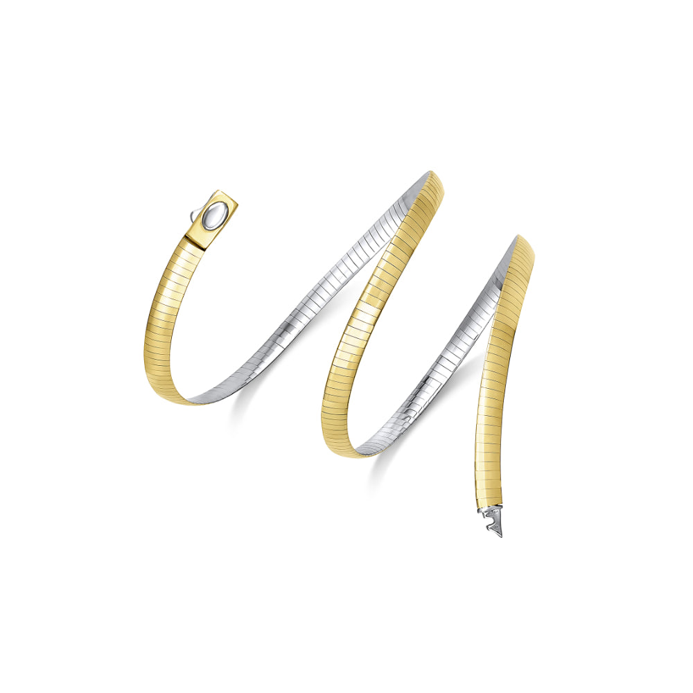 14K Gold Two-Tone Reversible Omega Necklace 18