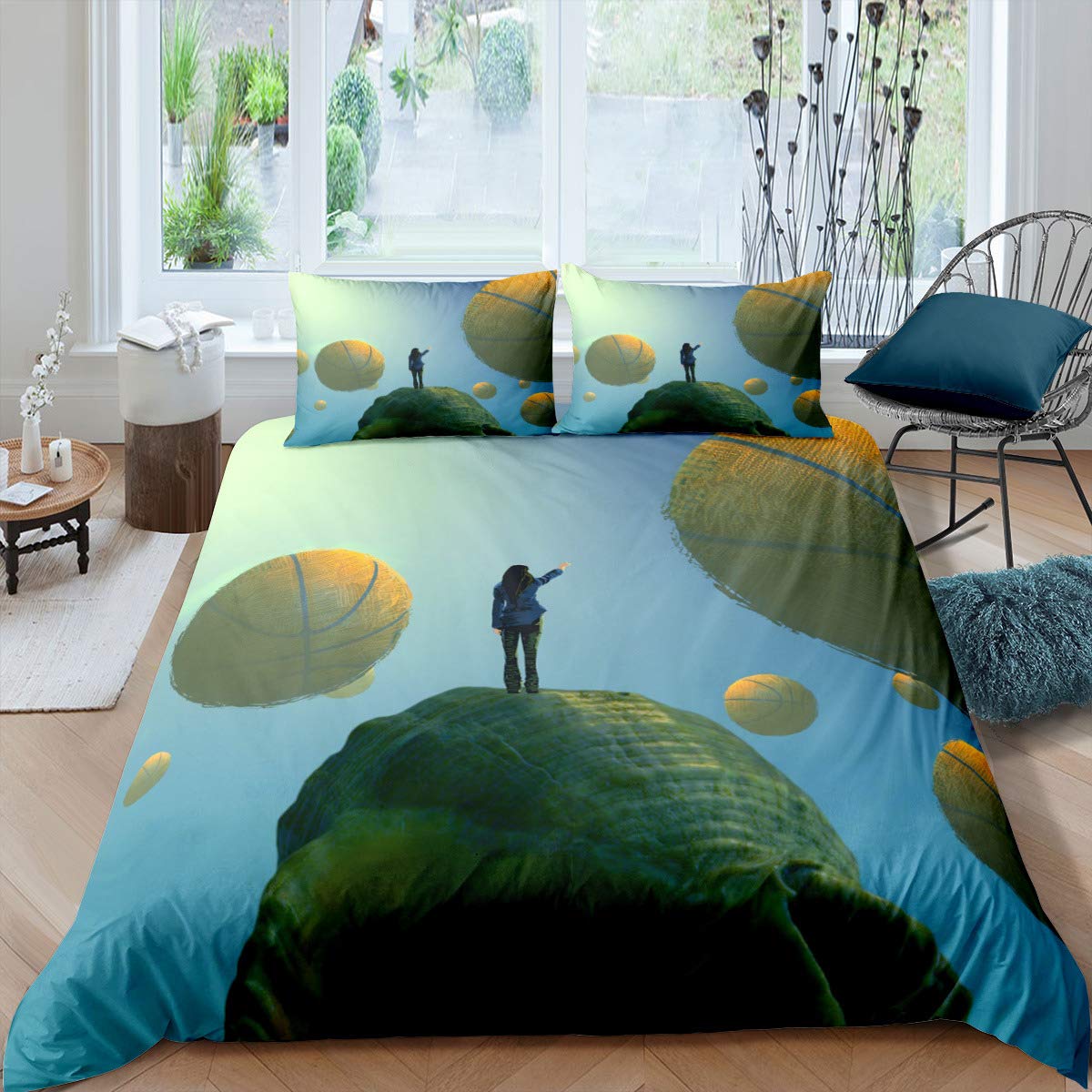3D Basketball Comforter Set for Kids & Teens - Full Size 80x90 Inches - Sports Themed Duvet Cover with 2 Pillowcases - Perfect for Boys' Bedroom Decor, Game Room & Basketball Lovers' Gift