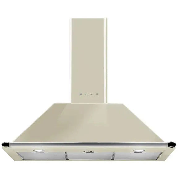 Smeg 90cm Victoria Canopy Rangehood in Panna Cream - Premium Stainless Steel Kitchen Hood for Modern Homes - Perfect for Open-Concept Kitchens and Luxury Cooking Spaces