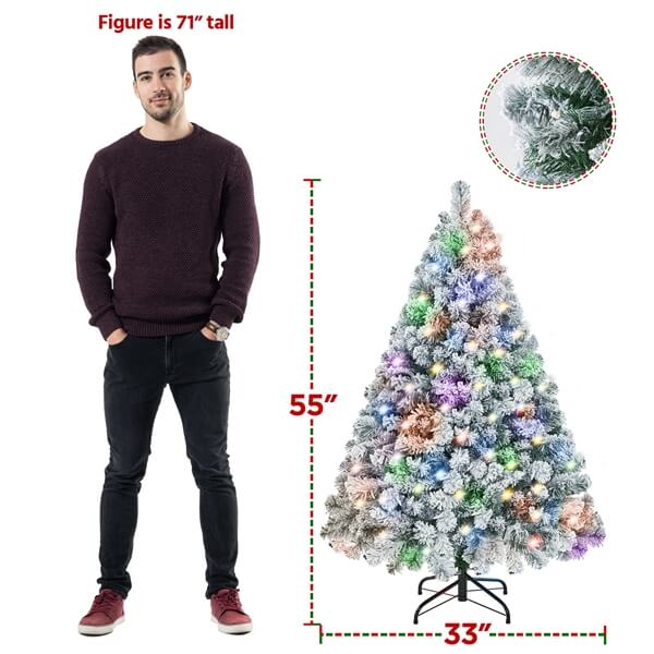 Yaheetech 7ft Pre-Lit Artificial Christmas Tree with 500 LED Lights, Hinged Branches for Easy Setup - Perfect for Home, Office, and Holiday Decorations