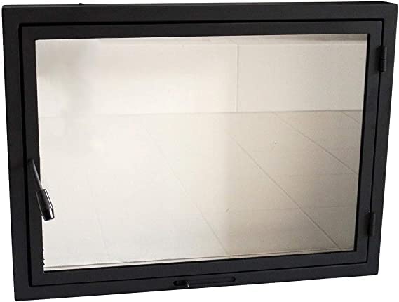 70 x 50 cm Cast Iron Oven Door with Glass for Pizza Ovens - Right Opening, Left Handle | Perfect for Wood Fired Pizza Ovens, Bread Baking & Outdoor Cooking