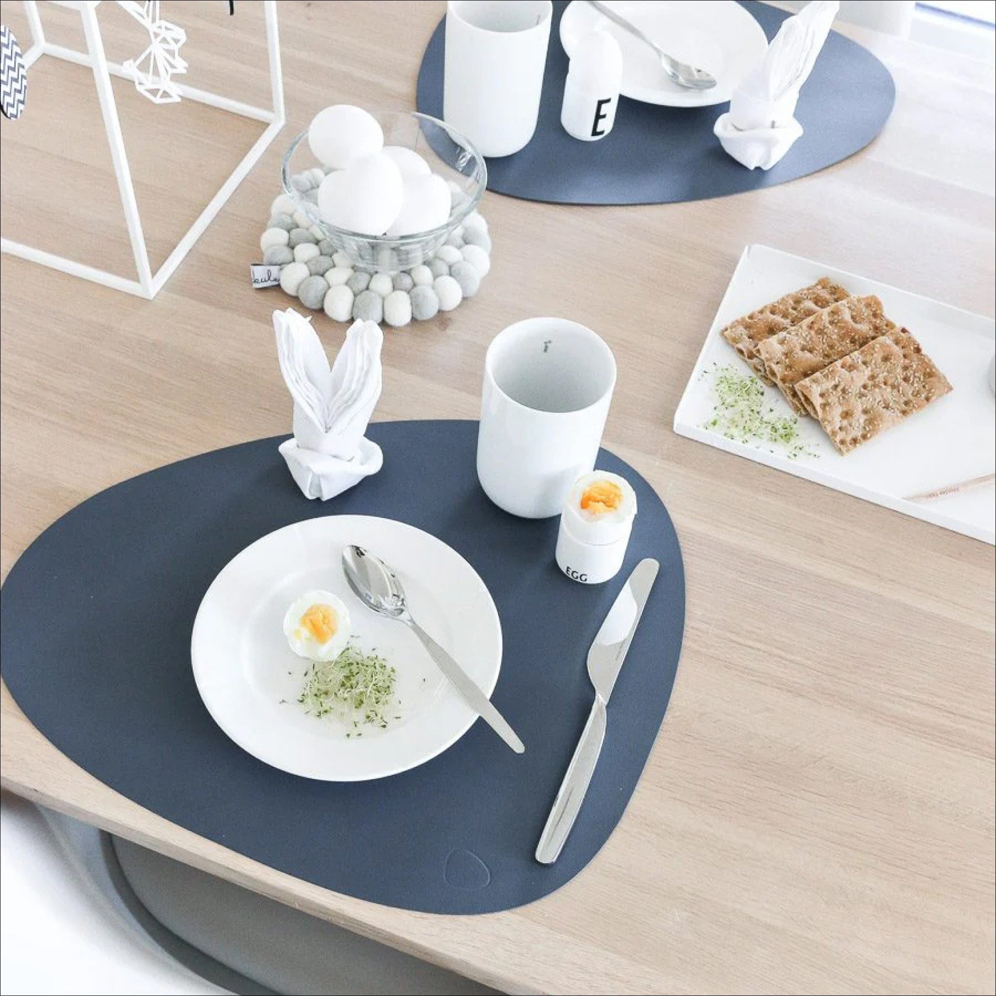 LIND DNA Nupo Curve Table Placemat Large - Anthracite Gray - Premium Heat-Resistant Dining Table Mat for Formal Dinner & Home Decor