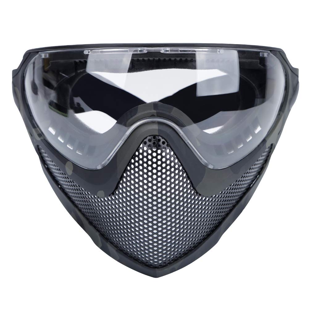 ATAIRSOFT Tactical Airsoft Mask - Full Face Protection with Anti-Fog Goggles & 3 Interchangeable Lenses (2 Modes) - Ideal for Airsoft Games, Paintball, and Outdoor Sports Safety Gear