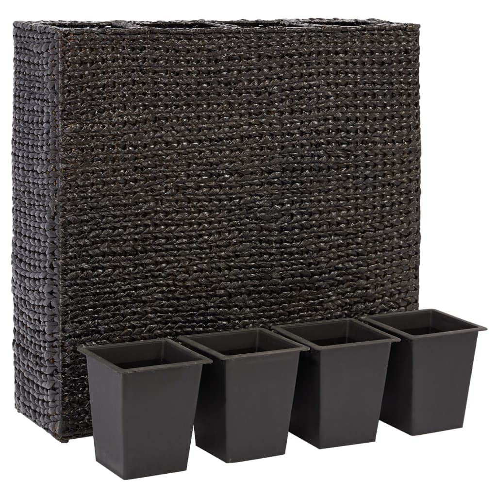 vidaXL Elevated Garden Bed with Black Water Hyacinth Planter & 4 Removable Pots - Durable Outdoor Planting Solution for Vegetables, Herbs, and Flowers - Perfect for Patio, Balcony, and Backyard Gardening