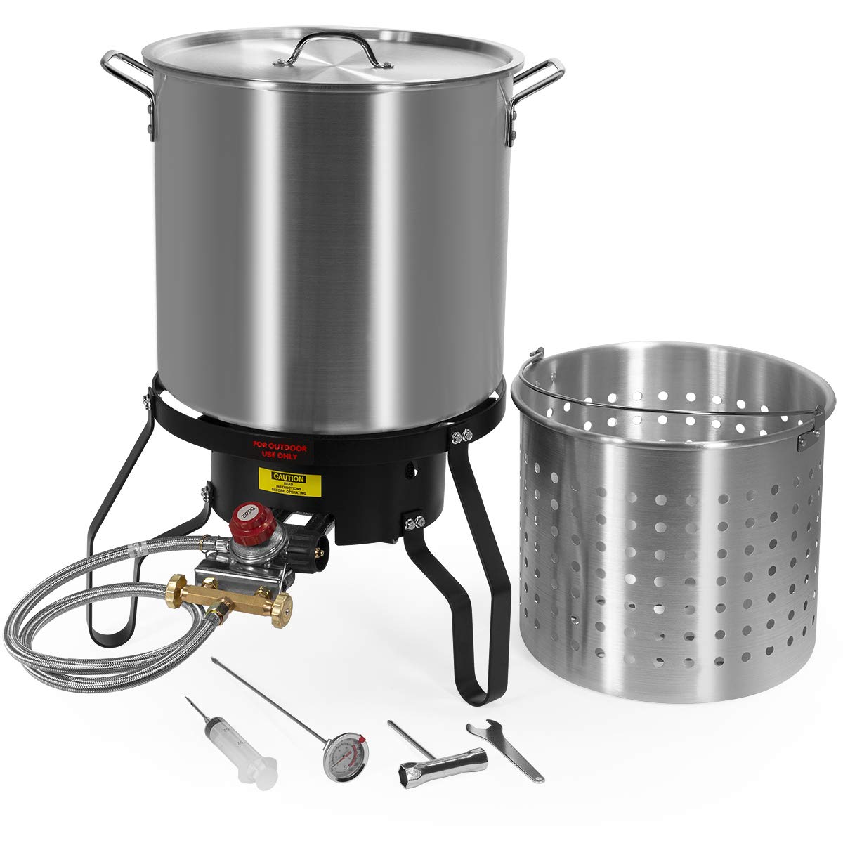 Barton 52 Quart High-Pressure Turkey Deep Fryer with Propane Burner - 80,000 BTU Multi-Purpose Outdoor Cooking Pot for Boiling, Roasting, Clam Bakes, Seafood, Crawfish & Cajun Meals - Perfect for Backyard BBQs, Camping & Large Gatherings
