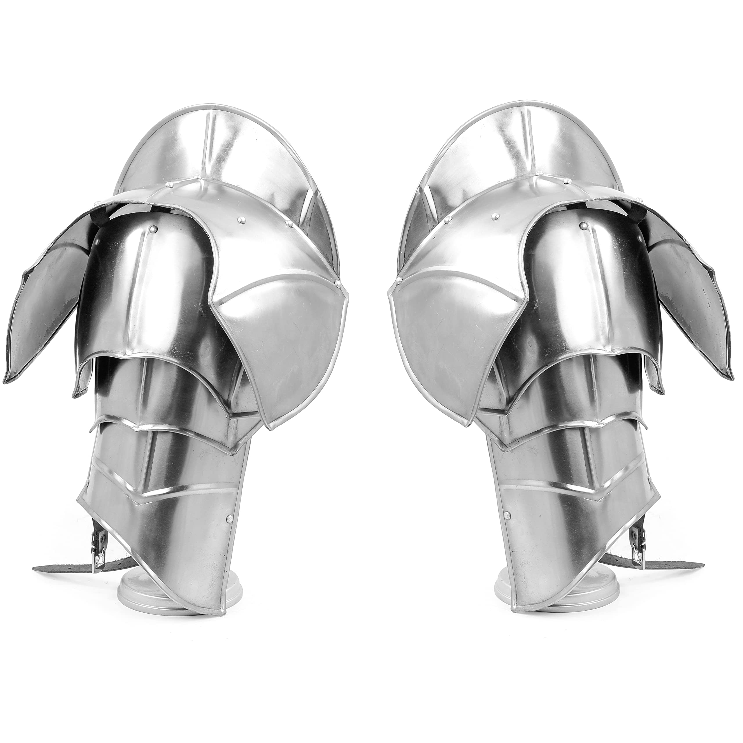 Nagina International Medieval Steel Shoulder Pauldron Armor Set (20 Gauge) - Silver - Unisex Adults - Historical Reenactment & Cosplay - LARP Costume Accessory - Renaissance Fair & Theater Prop