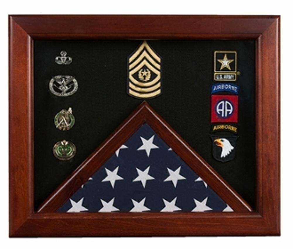 Master Sergeant Flag Display Case - Premium Wooden Shadow Box for Military Gifts, Awards & Memorabilia - Perfect for Home, Office Decor & Retirement Ceremonies