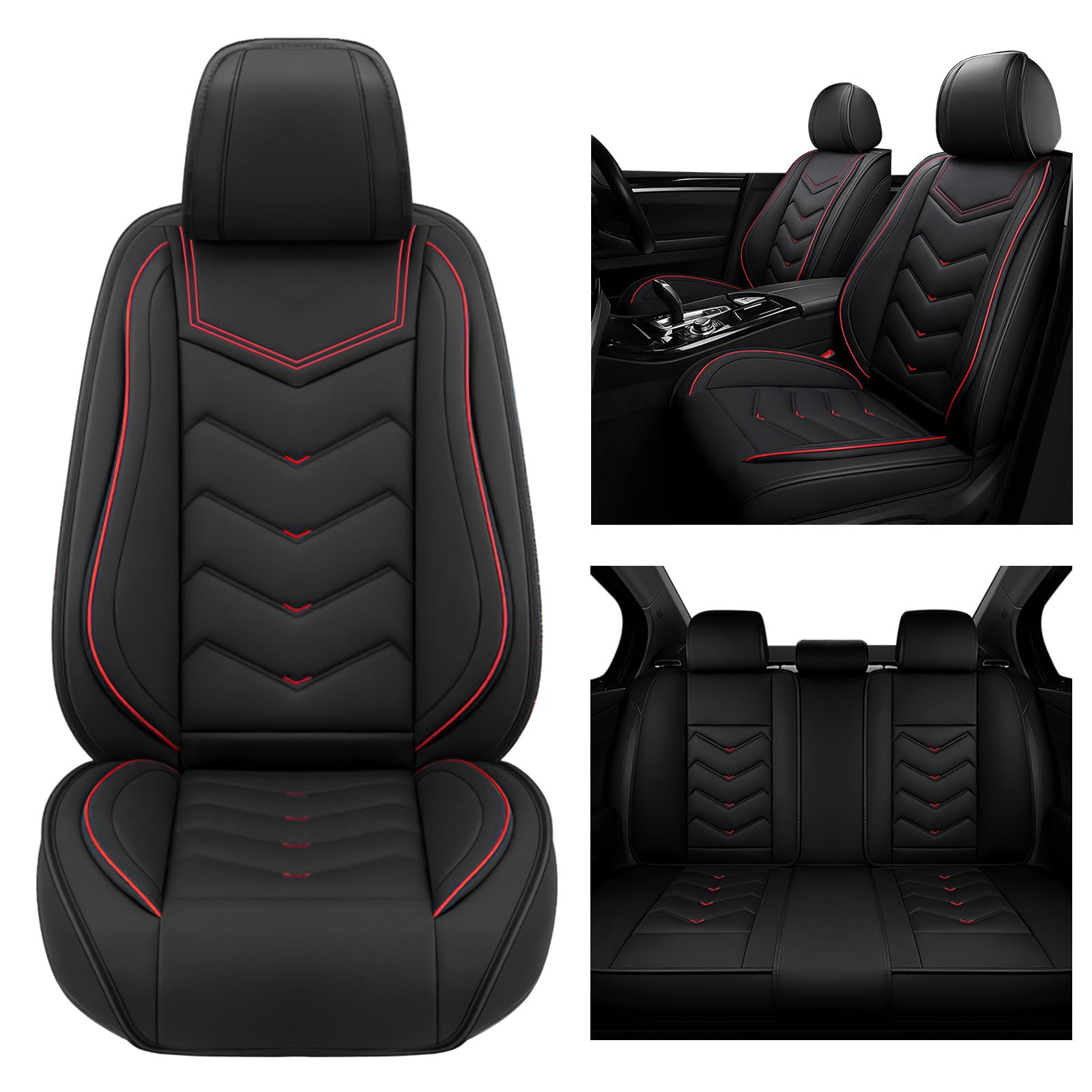 Premium Non-Slip Waterproof Car Seat Covers for Toyota Highlander 2001-2024 - Full Set Nappa Leather Seat Protectors (5 Seats, Black) | Durable & Comfortable for Daily Commute, Road Trips & Family Protection