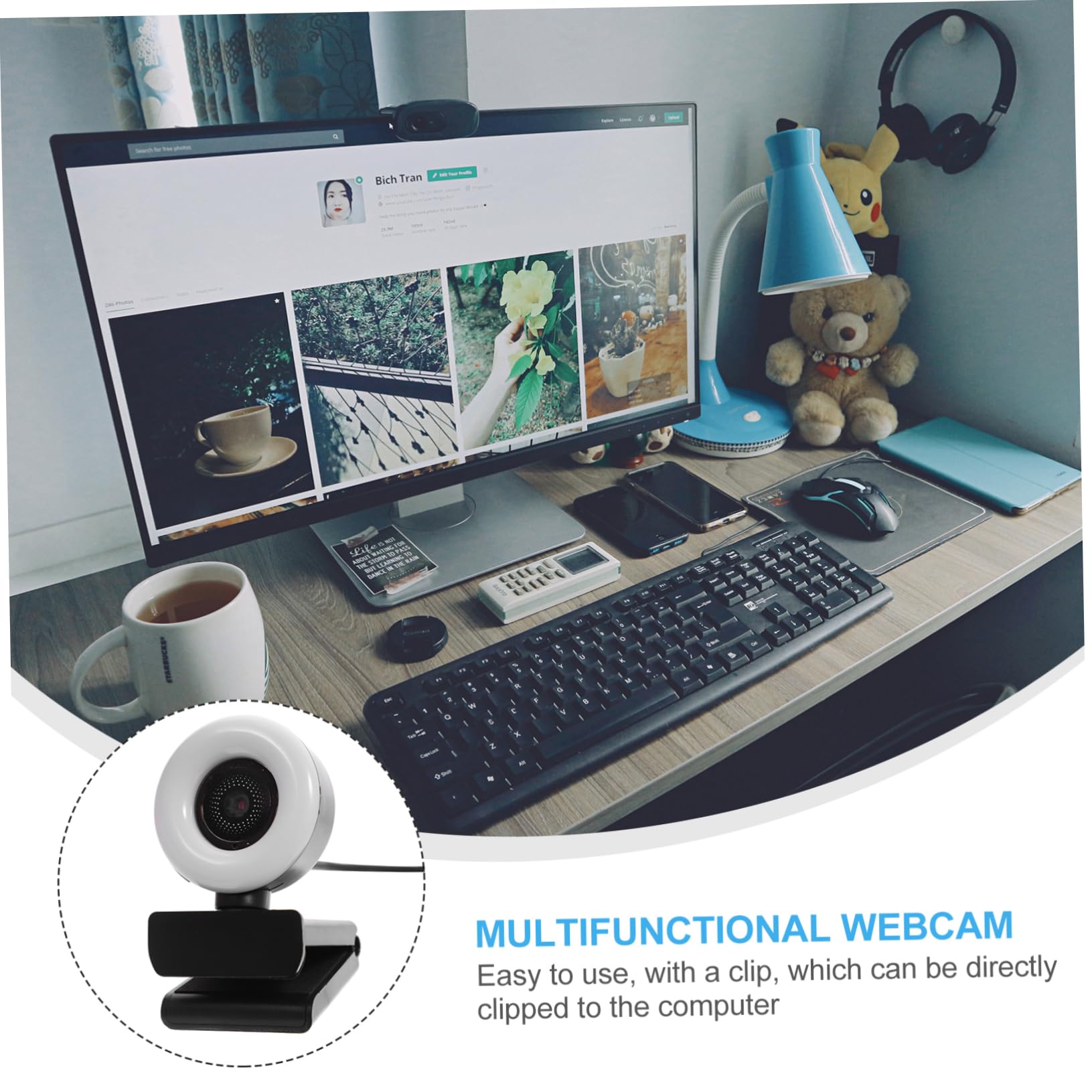 Gadpiparty 1080P HD Webcam with Built-in Microphone & LED Light - USB Computer Camera for Video Conferencing, Live Streaming, Online Classes, and Gaming