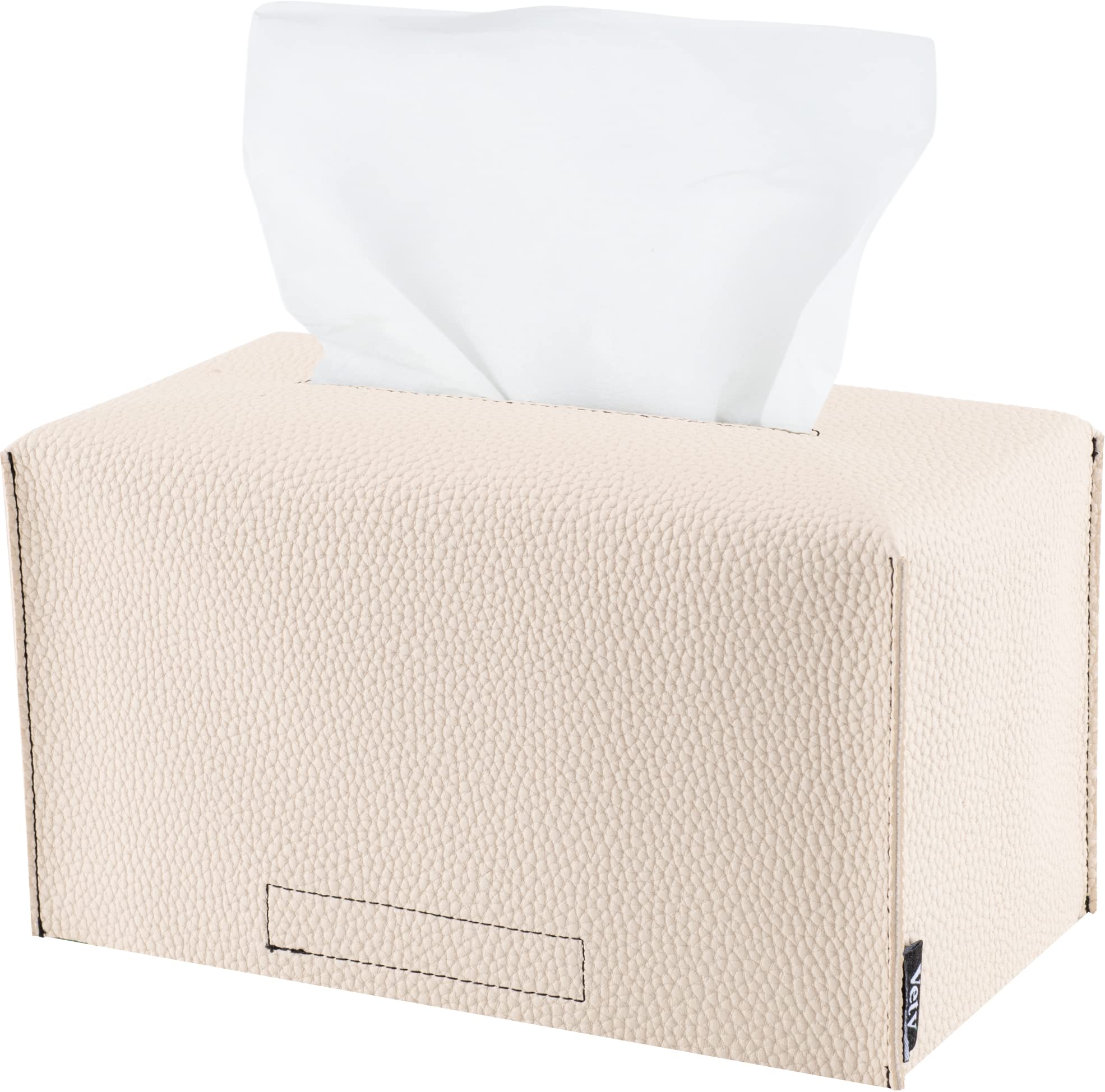 VETY EmphaSeams PU Leather Tissue Box Cover with Bottom Velcro, 9.5