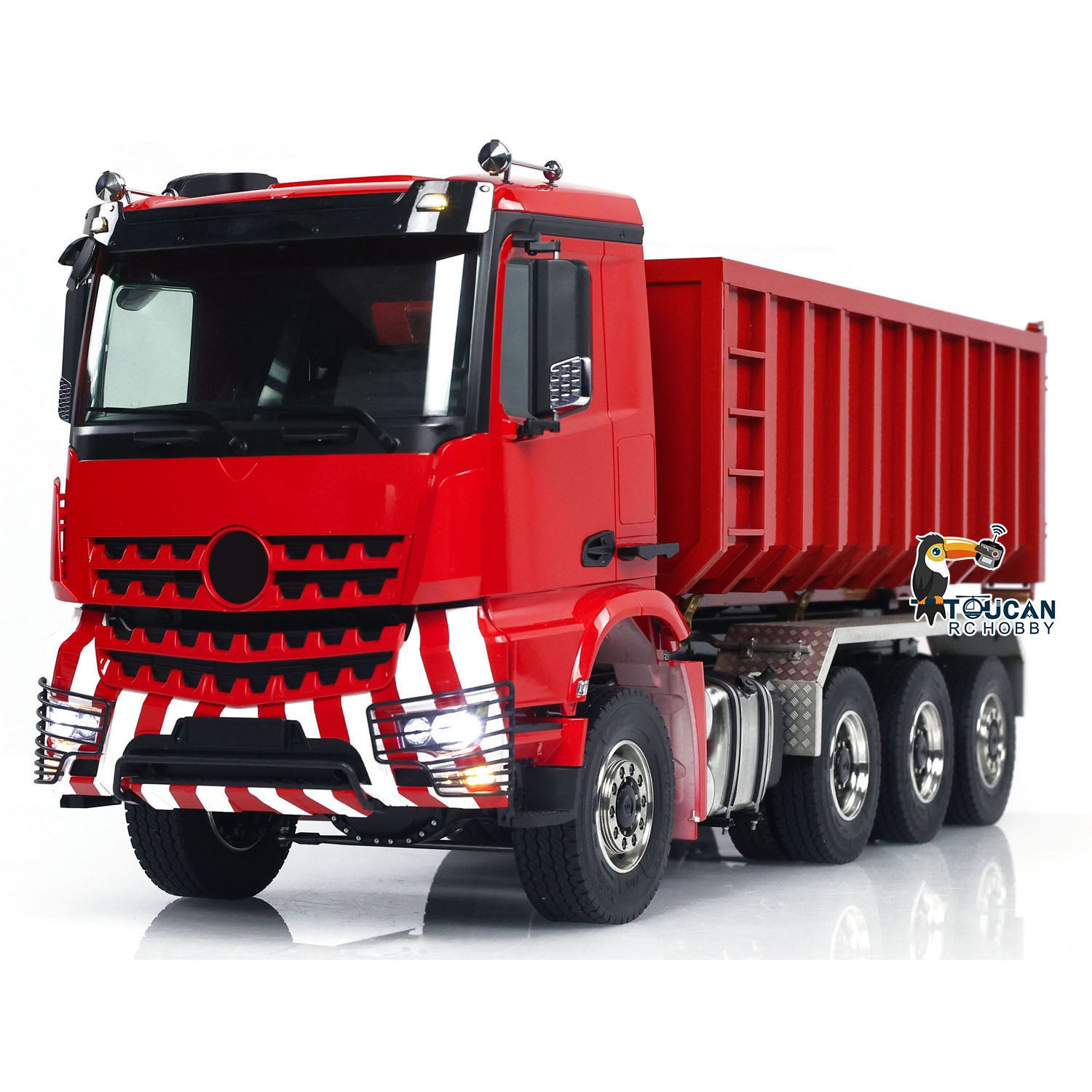 1/14 Scale 8x8 RC Hydraulic Dump Truck - Radio Controlled Construction Vehicle with Rear Axle Steering & Pre-Assembled Painted Body - Perfect for Construction Site Play, RC Hobbyists and Model Collectors