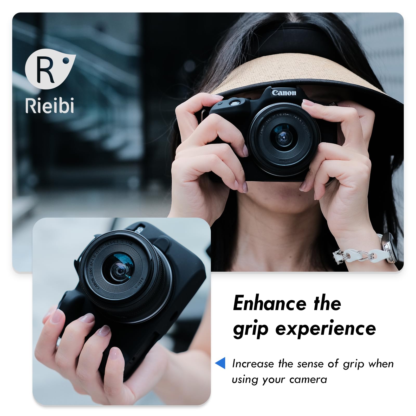 Rieibi Soft Silicone Protective Case for Canon EOS R50 Camera - Lightweight, Durable Cover for EOSR50 (Black) | Perfect for Travel, Outdoor Photography & Everyday Protection