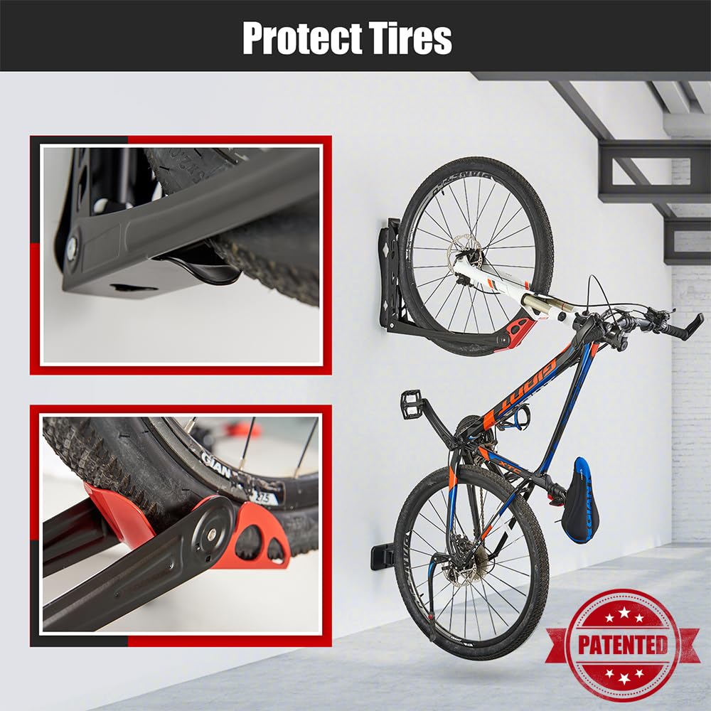 Ultrawall BIKEPAL Swivel Bike Racks - Space Saving Wall Mounted Bicycle Storage for Home & Garage (2 Pack) - Perfect for Small Apartments, Urban Living & Organized Bike Storage