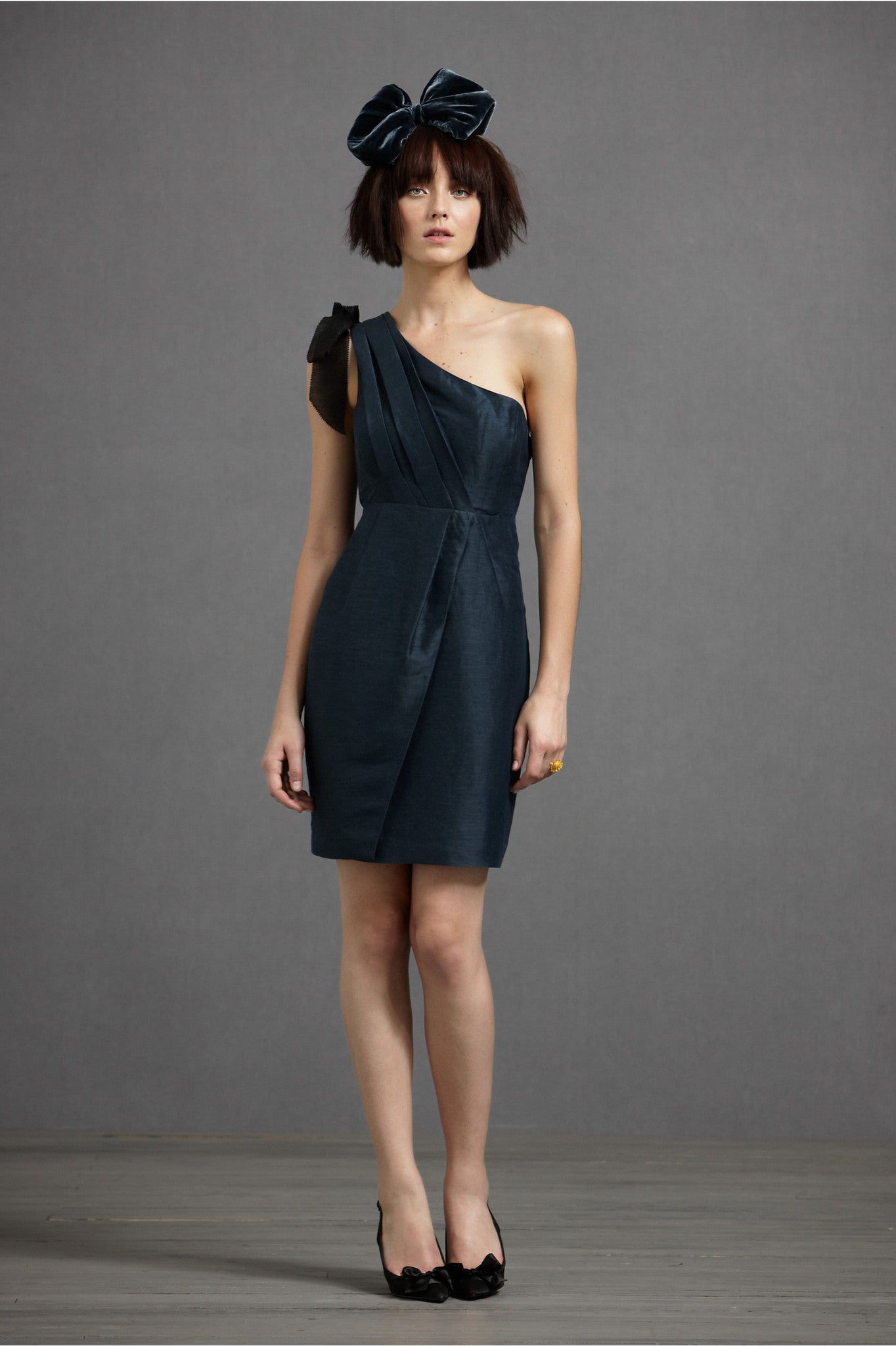 BHLDN Cornerways One Shoulder Silk Dress in Abyss Blue - Elegant Evening Gown for Weddings, Parties & Special Occasions